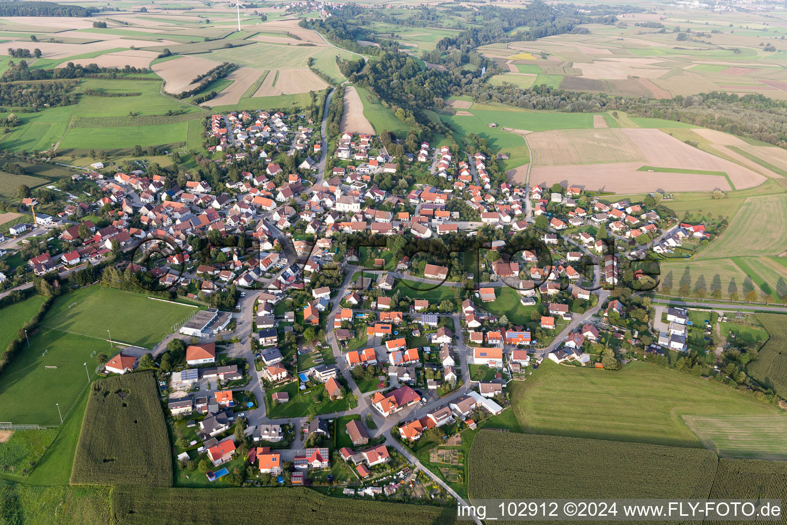 Vue oblique de Blochingen dans le département Bade-Wurtemberg, Allemagne