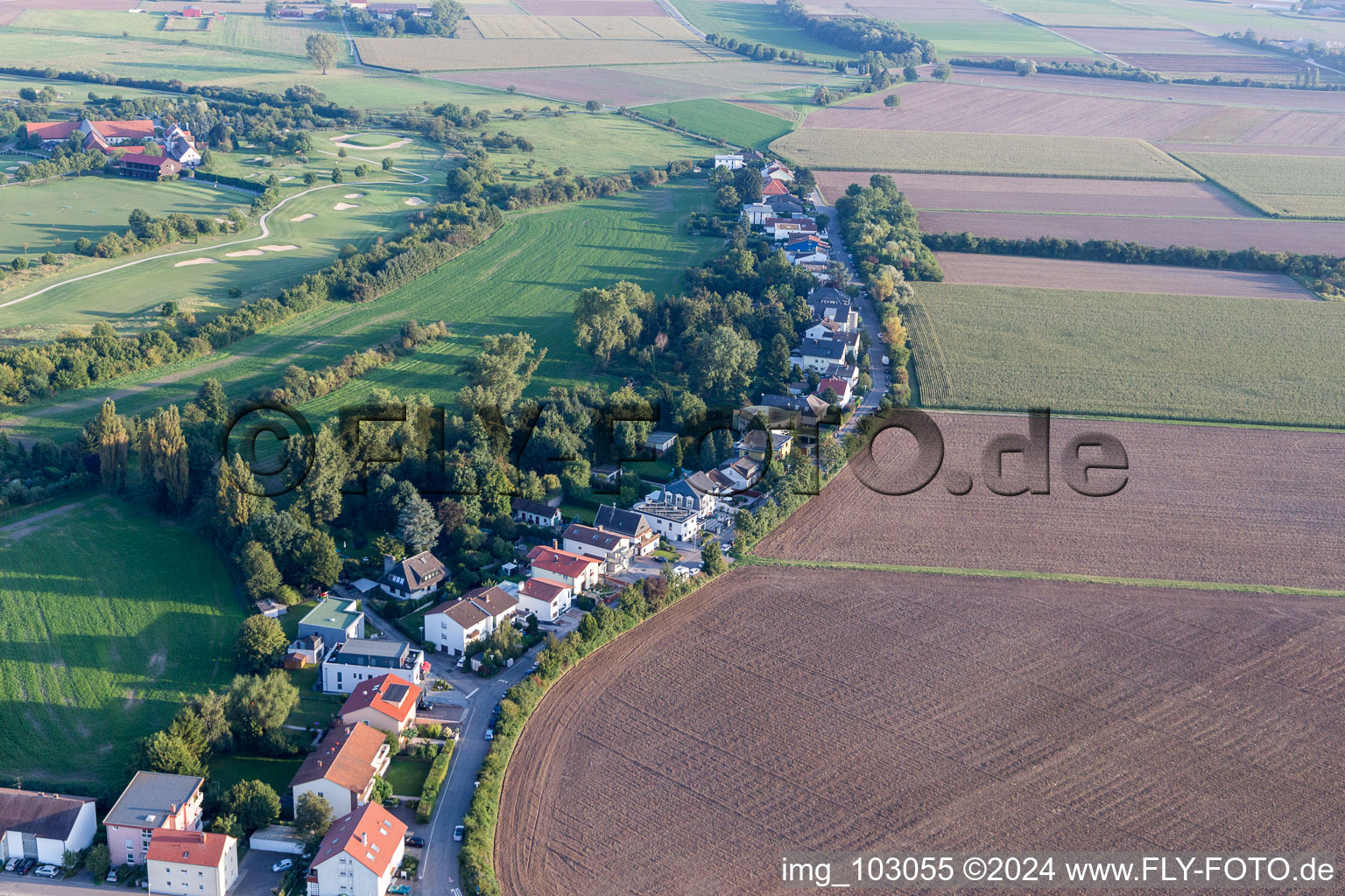 Vue aérienne de Neuzenlache à Viernheim dans le département Hesse, Allemagne