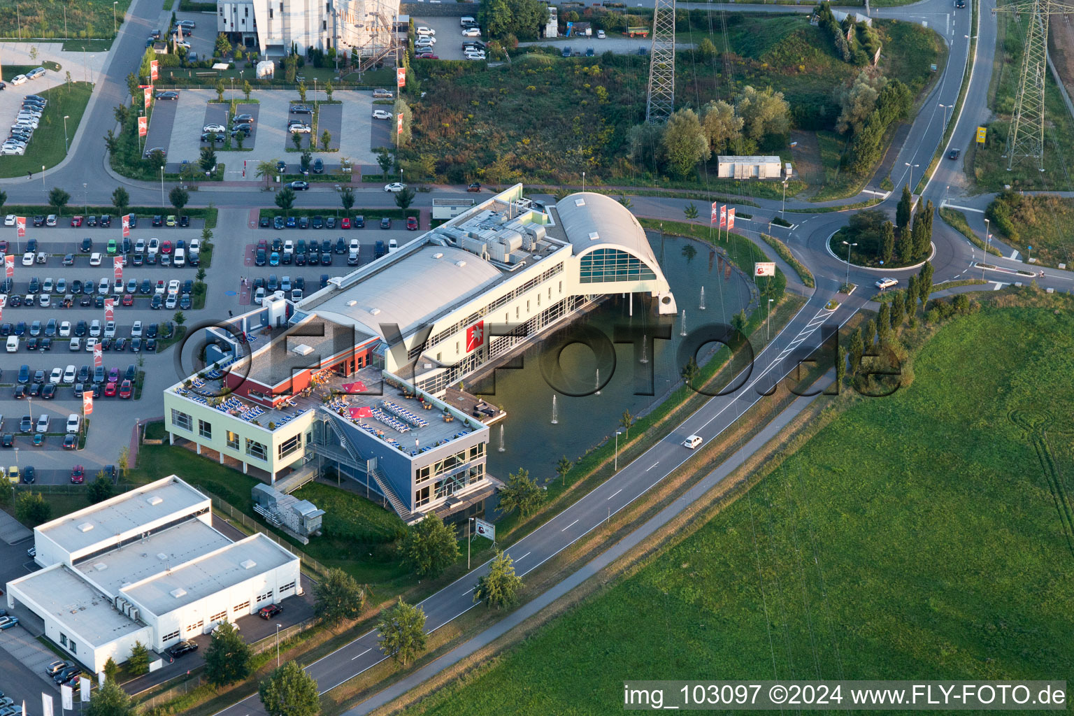 Vue oblique de Zone industrielle à Bensheim dans le département Hesse, Allemagne