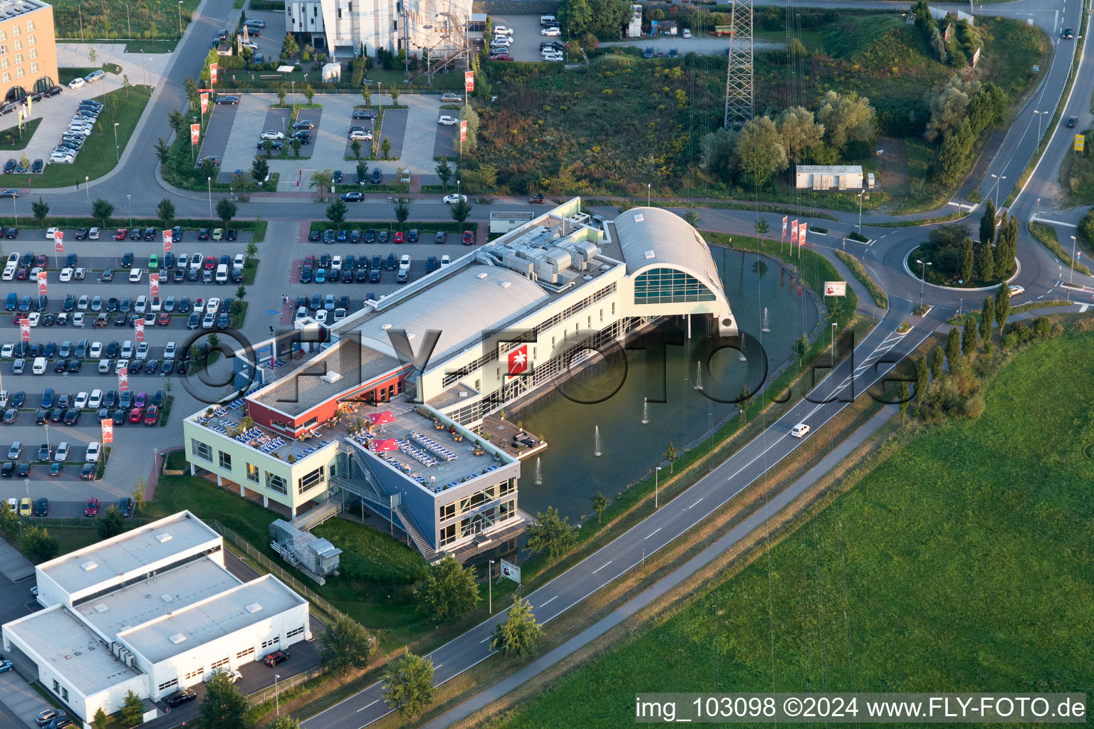 Zone industrielle à Bensheim dans le département Hesse, Allemagne d'en haut