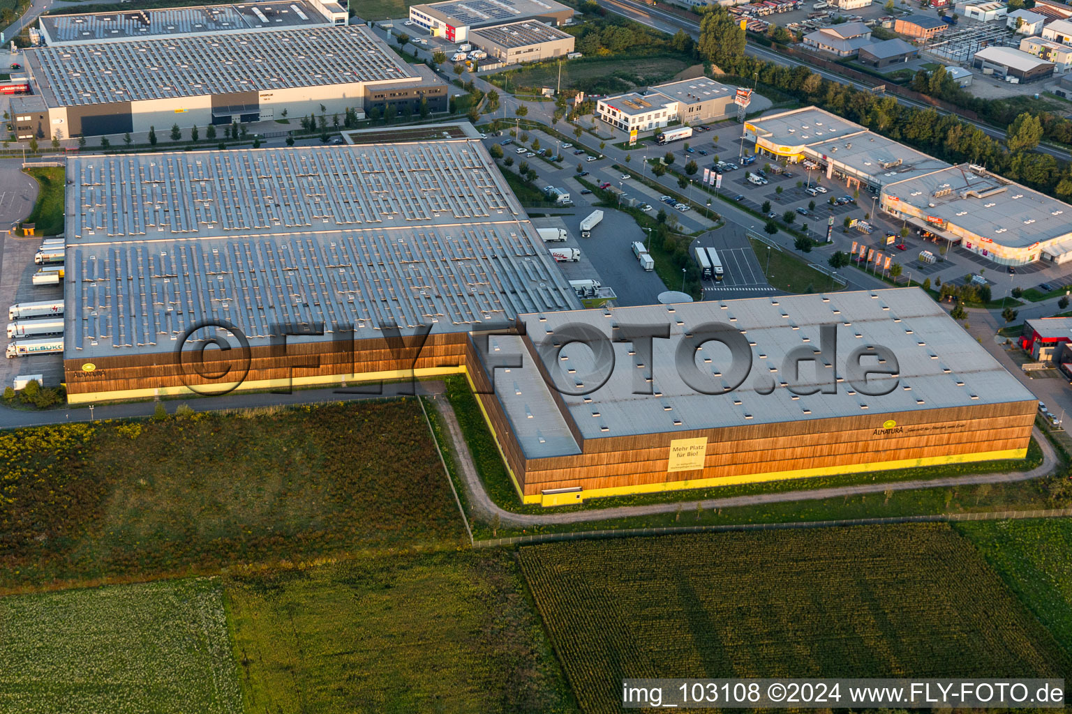 Vue oblique de Zone industrielle du Nord à Lorsch dans le département Hesse, Allemagne