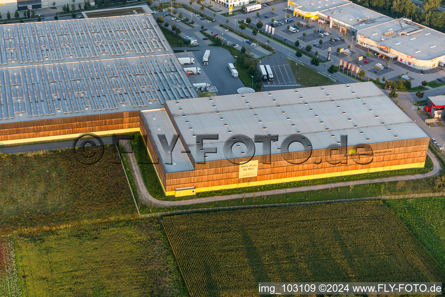 Zone industrielle du Nord à Lorsch dans le département Hesse, Allemagne d'en haut