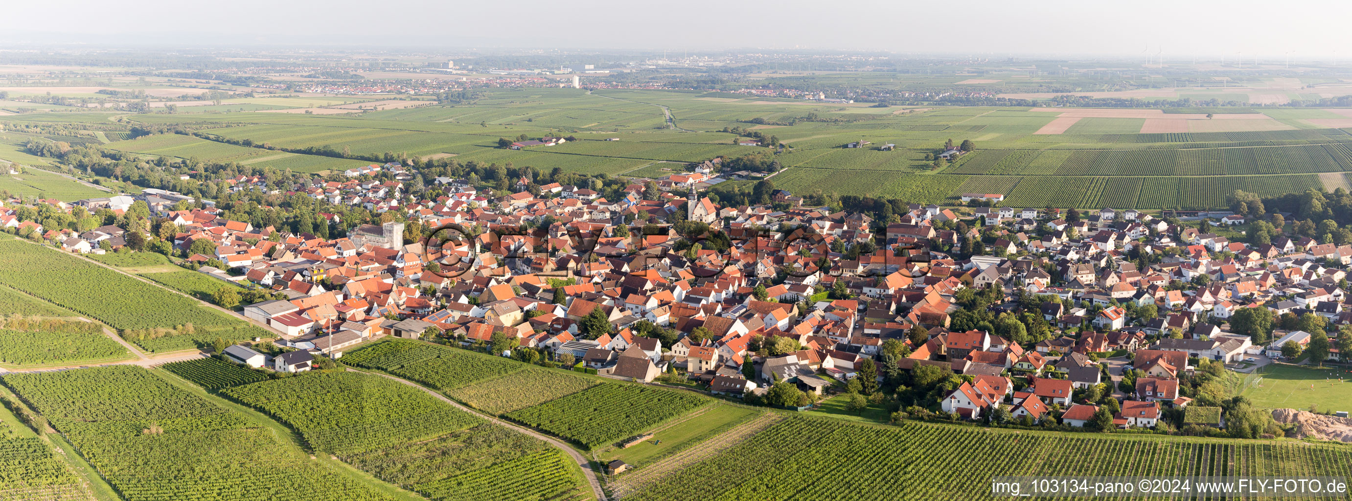 Vue oblique de Bechtheim dans le département Rhénanie-Palatinat, Allemagne