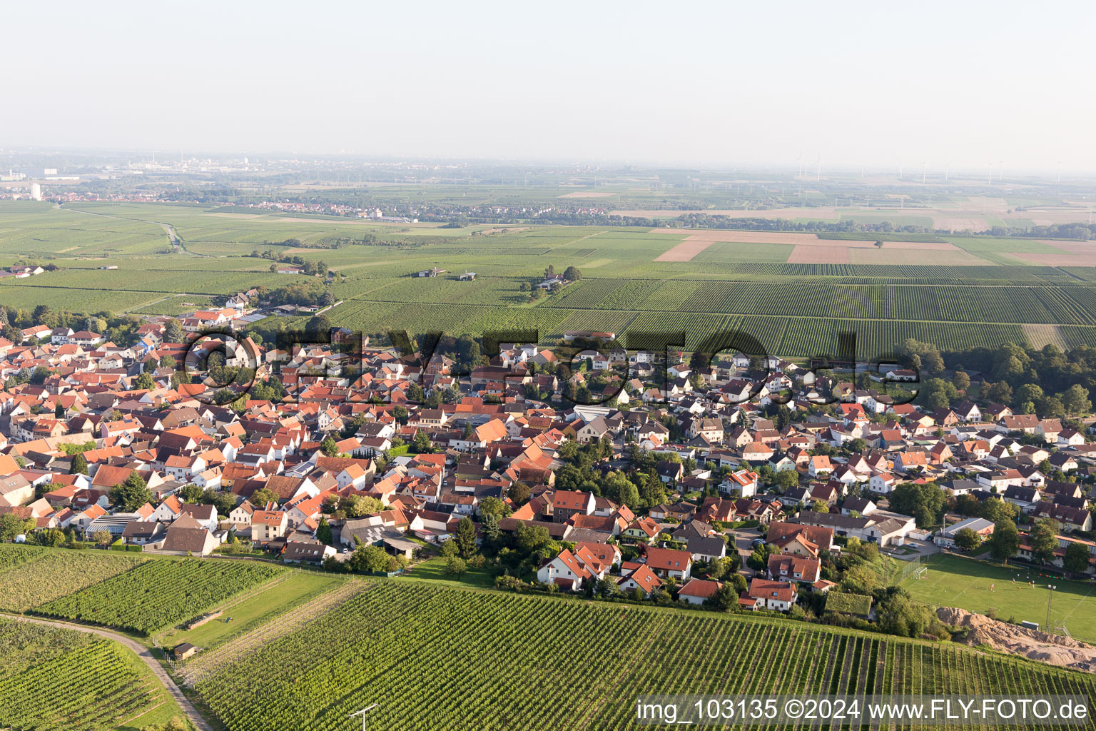 Bechtheim dans le département Rhénanie-Palatinat, Allemagne hors des airs