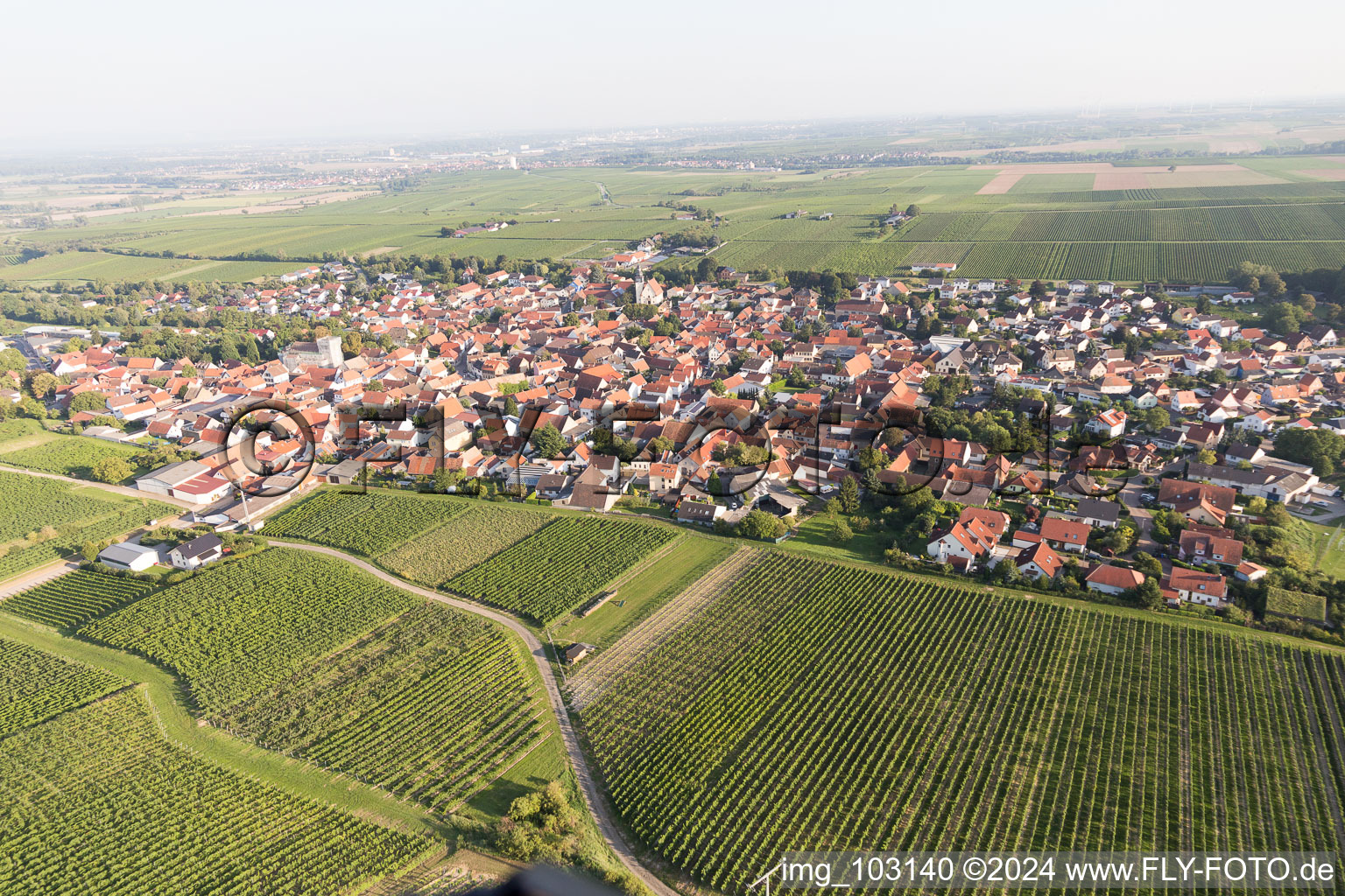 Enregistrement par drone de Bechtheim dans le département Rhénanie-Palatinat, Allemagne