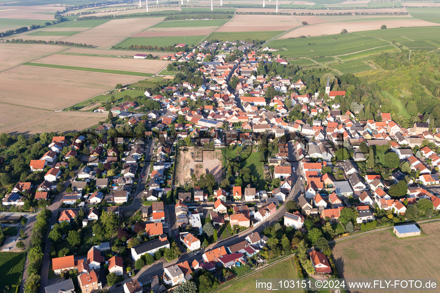 Vue d'oiseau de Quartier Heßloch in Dittelsheim-Heßloch dans le département Rhénanie-Palatinat, Allemagne