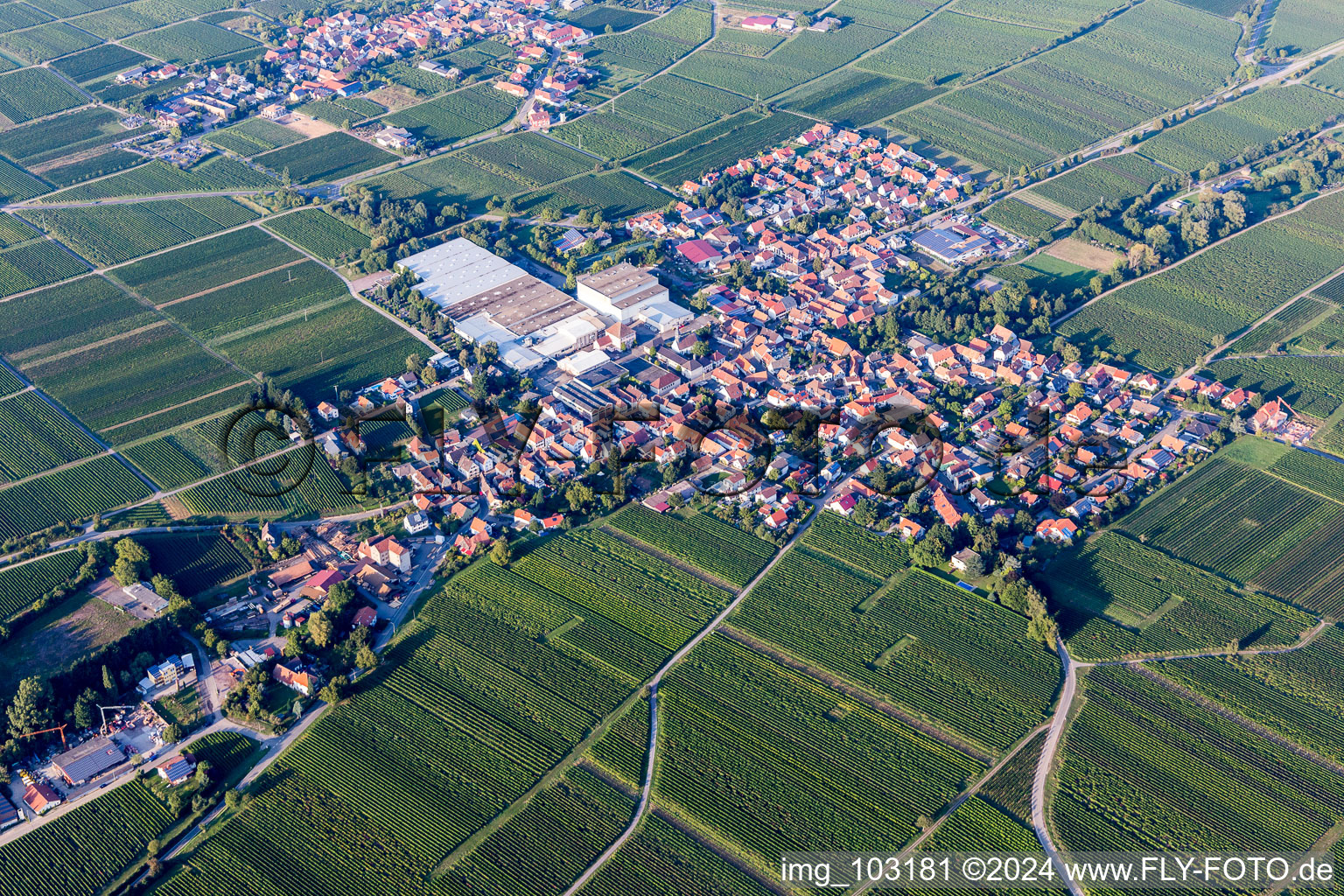 Böchingen dans le département Rhénanie-Palatinat, Allemagne hors des airs