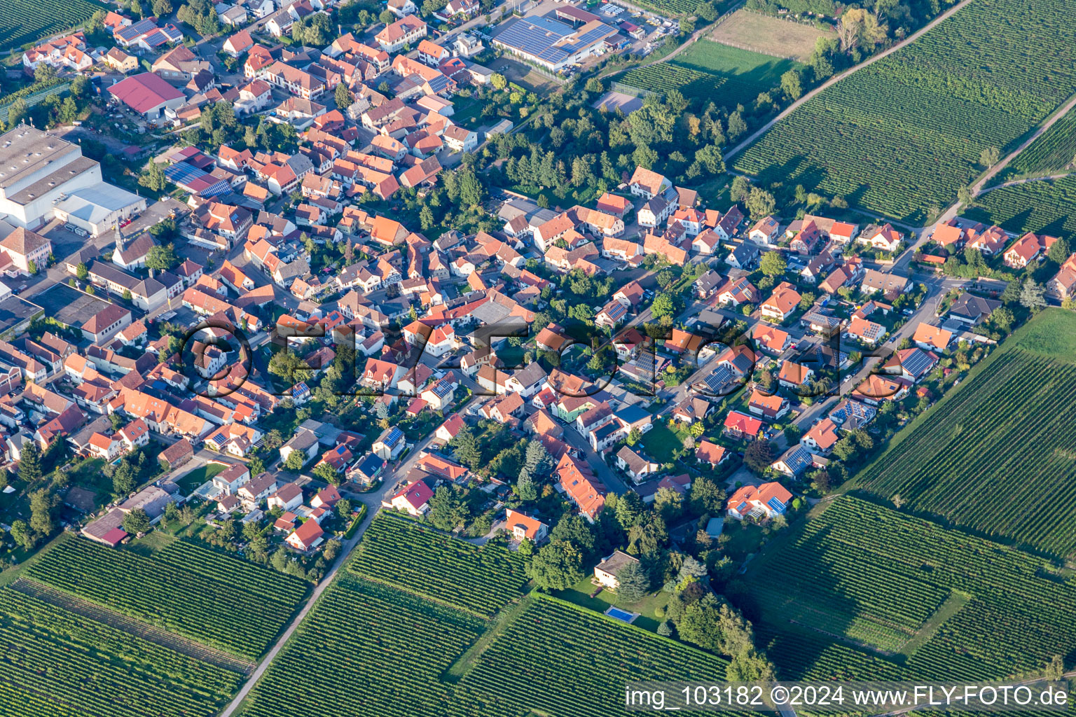 Böchingen dans le département Rhénanie-Palatinat, Allemagne vue d'en haut