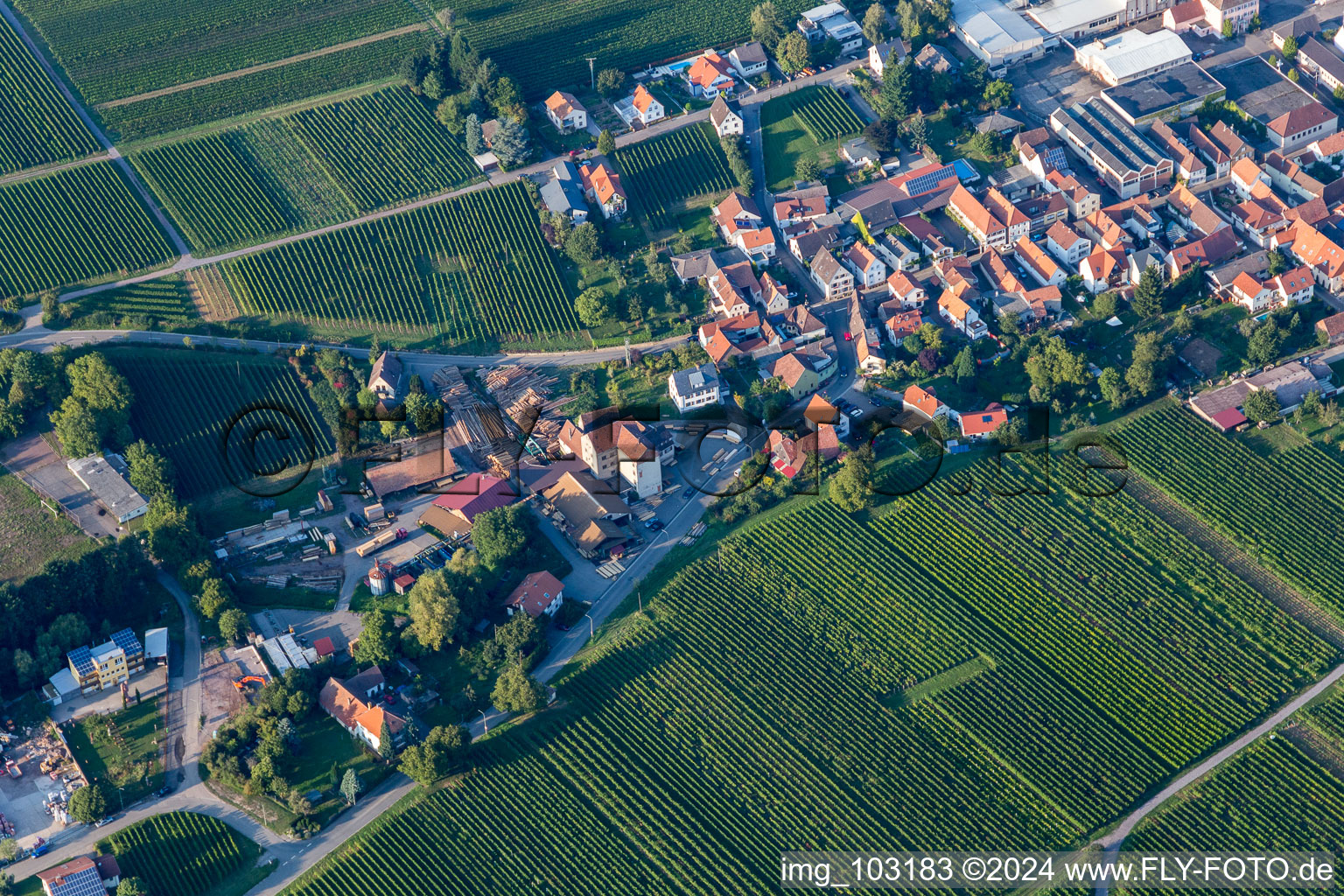 Böchingen dans le département Rhénanie-Palatinat, Allemagne depuis l'avion