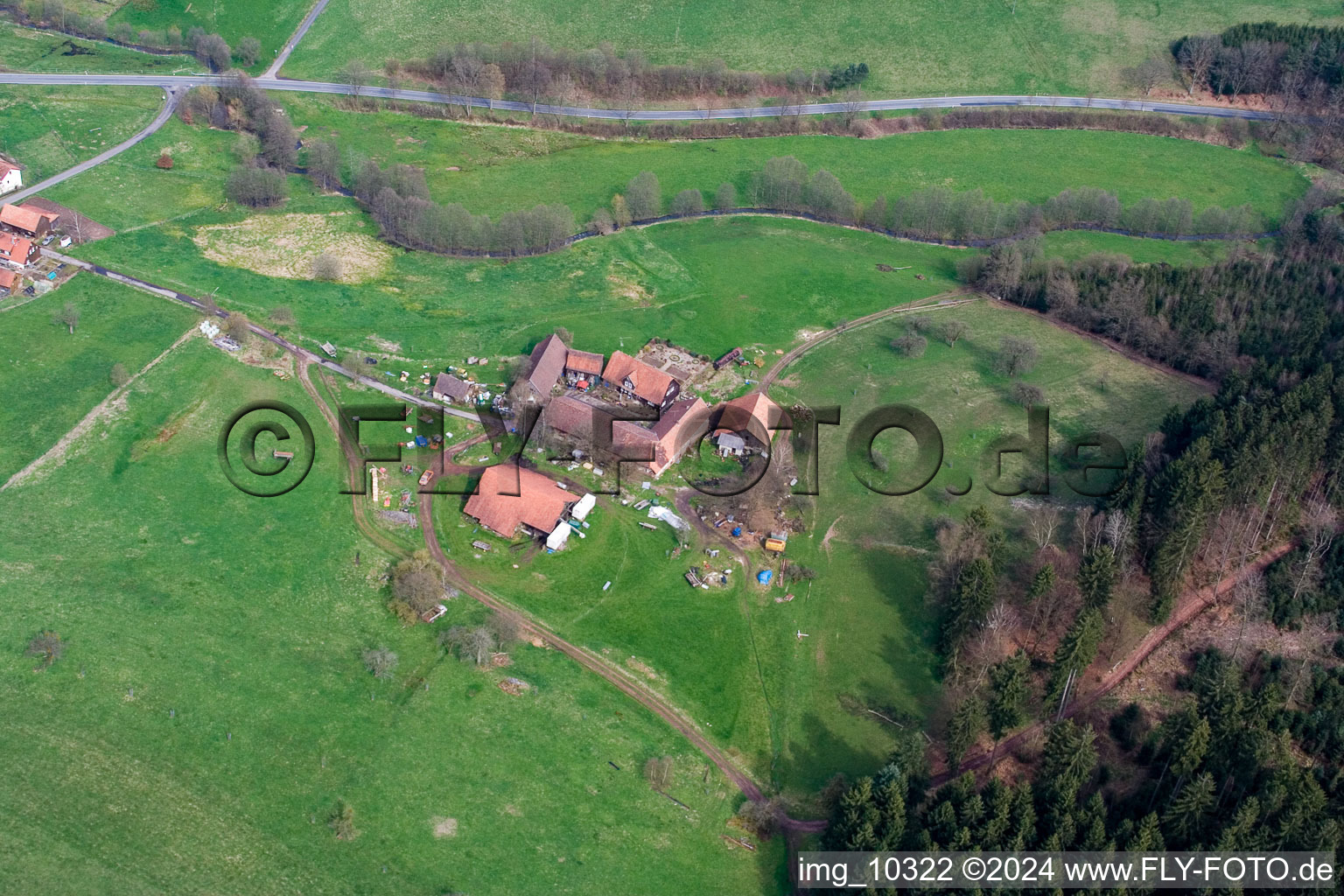 Vue aérienne de Quartier Unter-Mossau in Mossautal dans le département Hesse, Allemagne