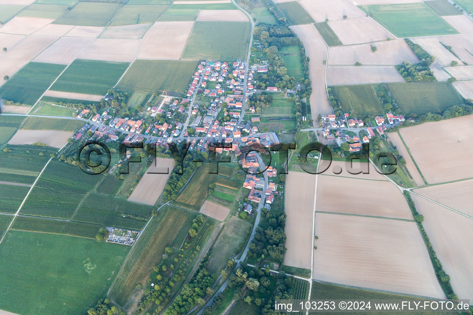 Vue d'oiseau de Quartier Kleinsteinfeld in Niederotterbach dans le département Rhénanie-Palatinat, Allemagne