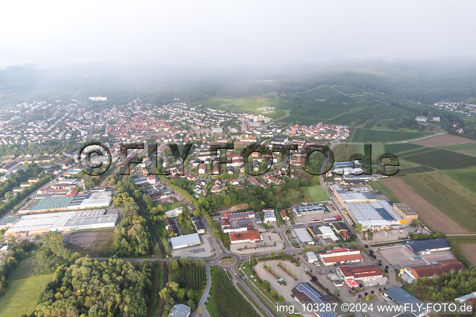 Vue aérienne de Bad Bergzabern dans le département Rhénanie-Palatinat, Allemagne