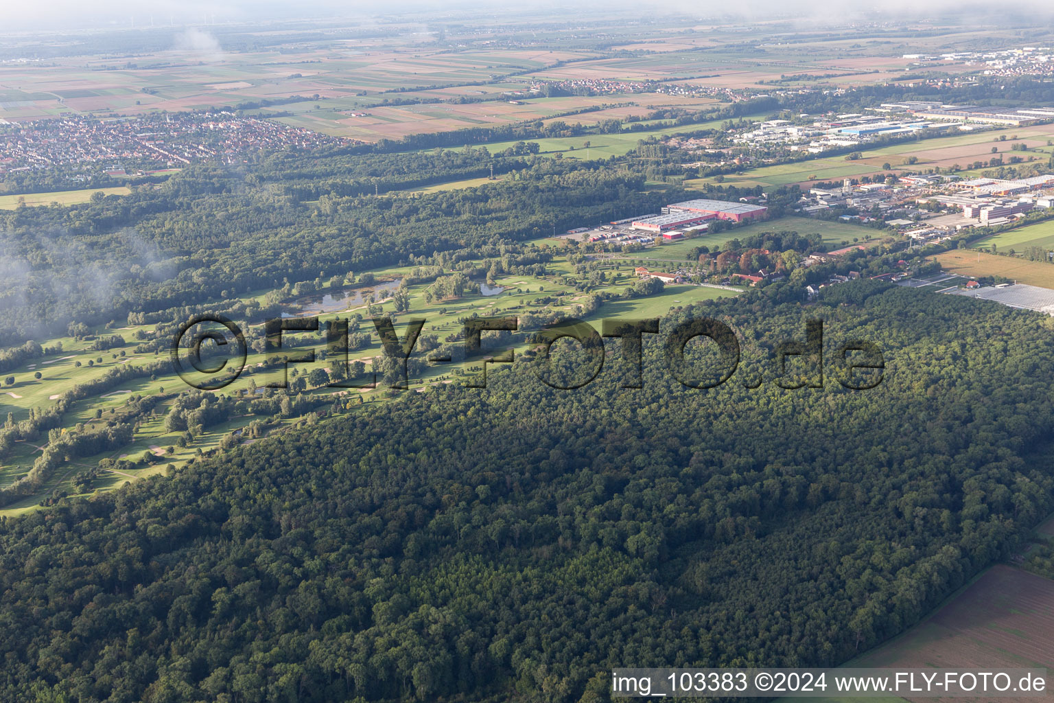 Terrain de golf à Essingen dans le département Rhénanie-Palatinat, Allemagne hors des airs