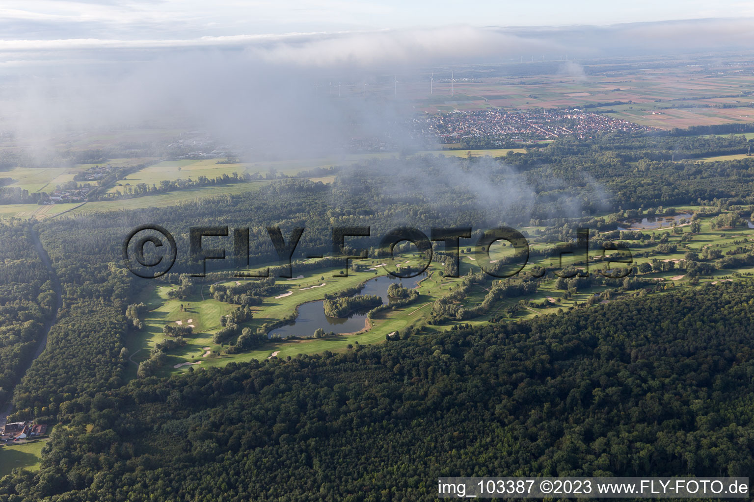 Terrain de golf à Essingen dans le département Rhénanie-Palatinat, Allemagne vue du ciel