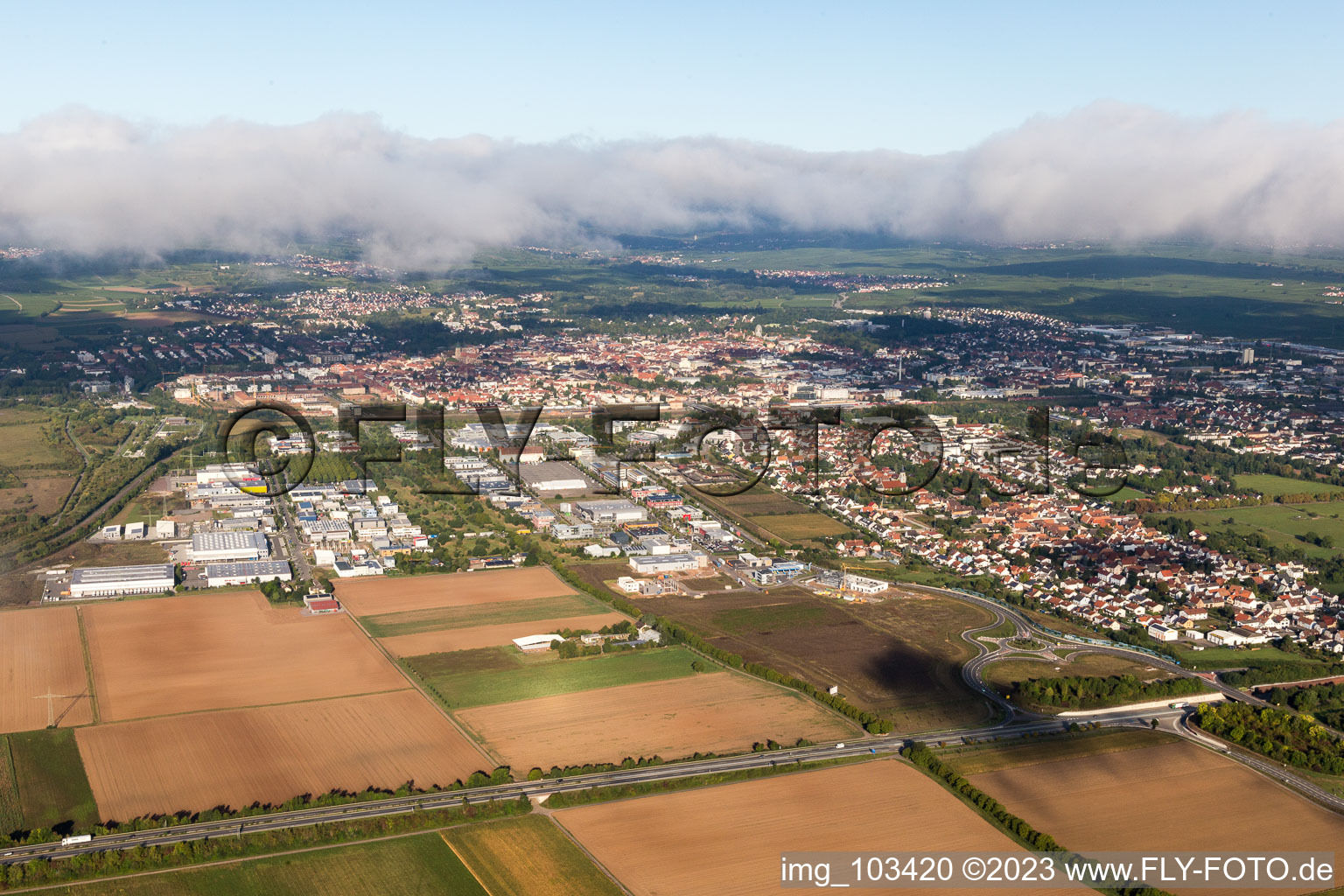 Photographie aérienne de LD Queicheim à le quartier Queichheim in Landau in der Pfalz dans le département Rhénanie-Palatinat, Allemagne