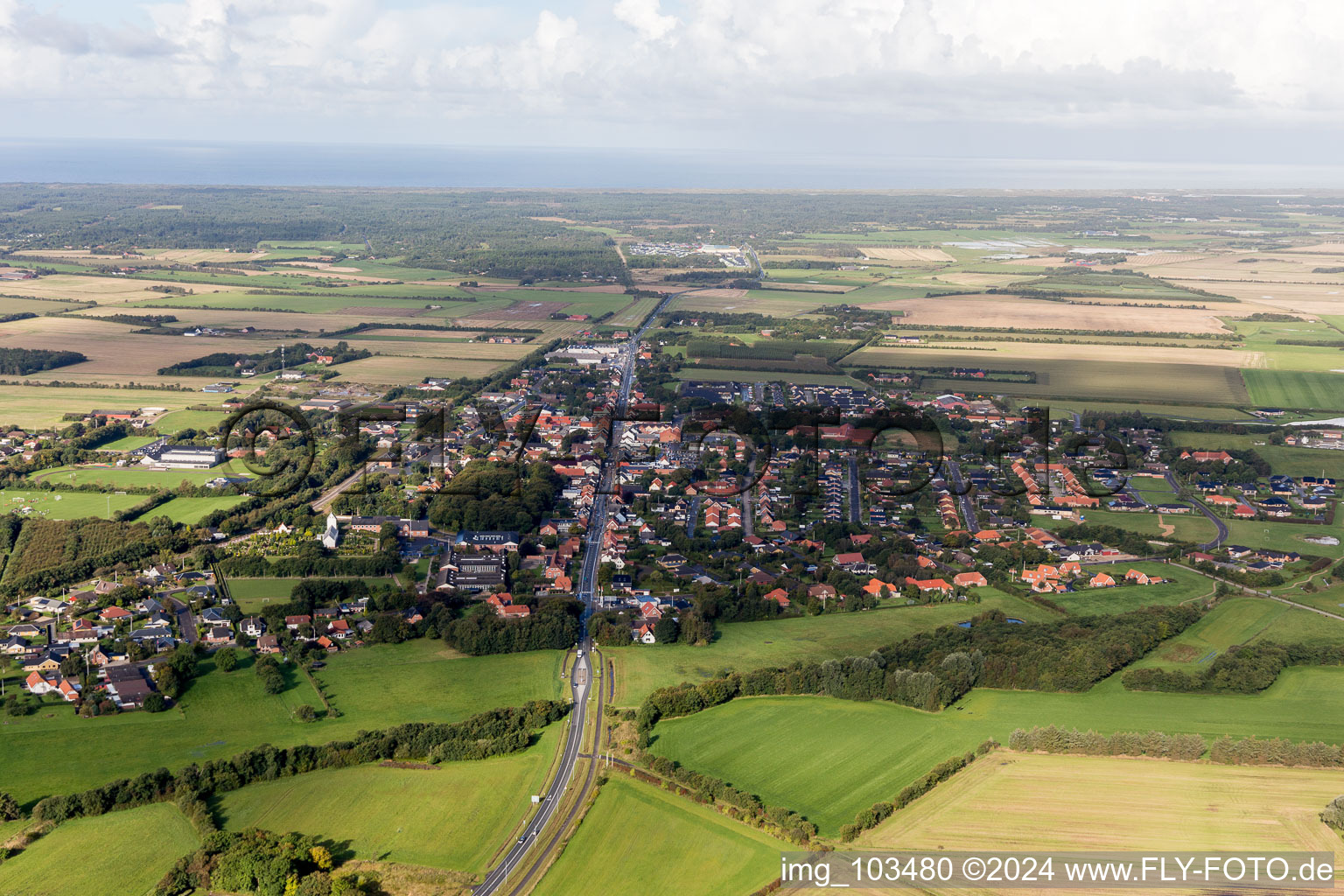 Vue aérienne de Nørre Nebel dans le département Syddanmark, Danemark