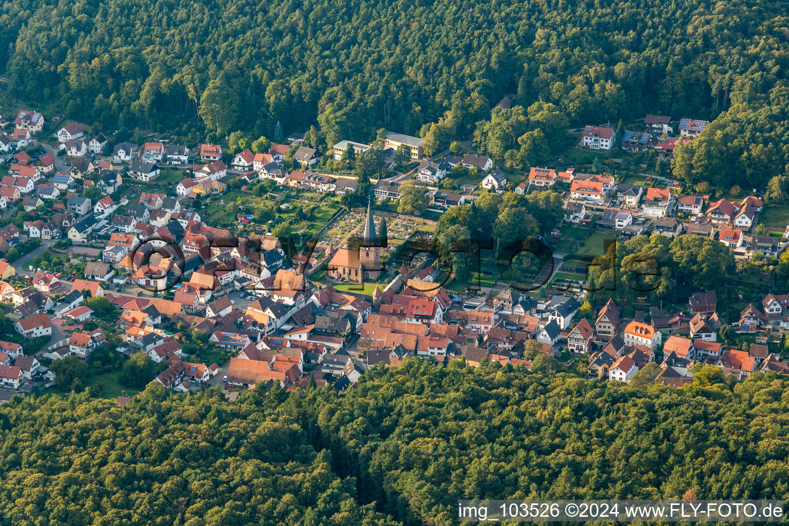 Dörrenbach dans le département Rhénanie-Palatinat, Allemagne vu d'un drone