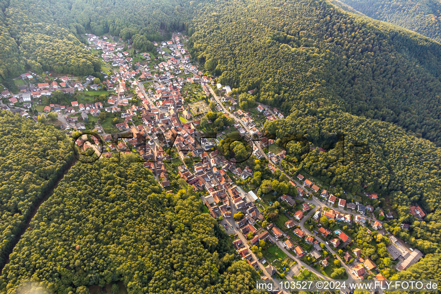 Vue aérienne de Dörrenbach dans le département Rhénanie-Palatinat, Allemagne