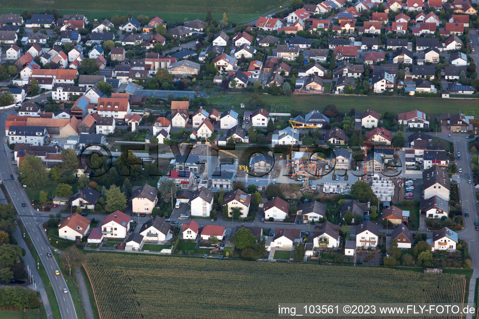 Vue aérienne de Anneau à le quartier Hayna in Herxheim bei Landau dans le département Rhénanie-Palatinat, Allemagne