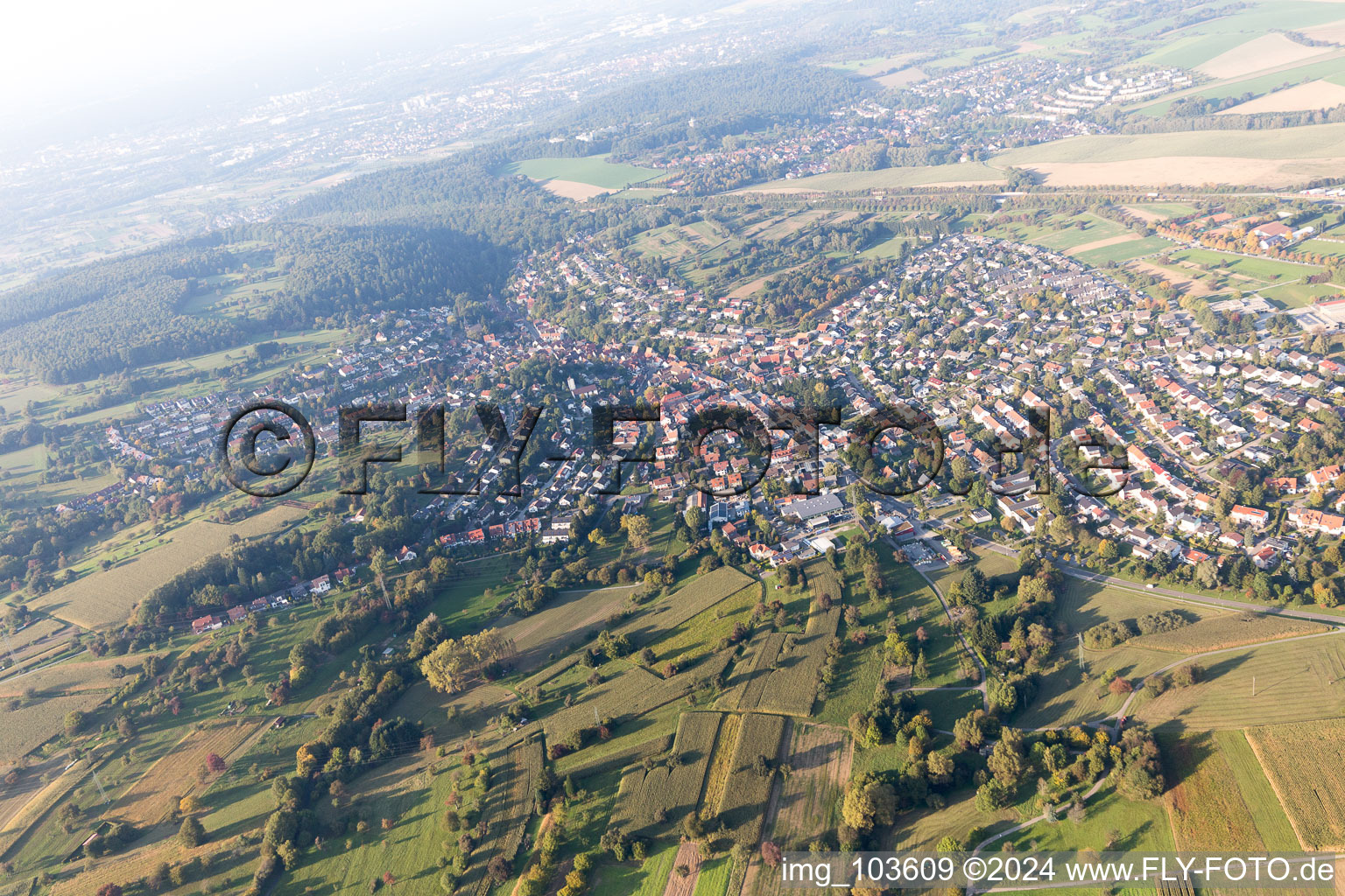 Vue aérienne de Quartier Grünwettersbach in Karlsruhe dans le département Bade-Wurtemberg, Allemagne