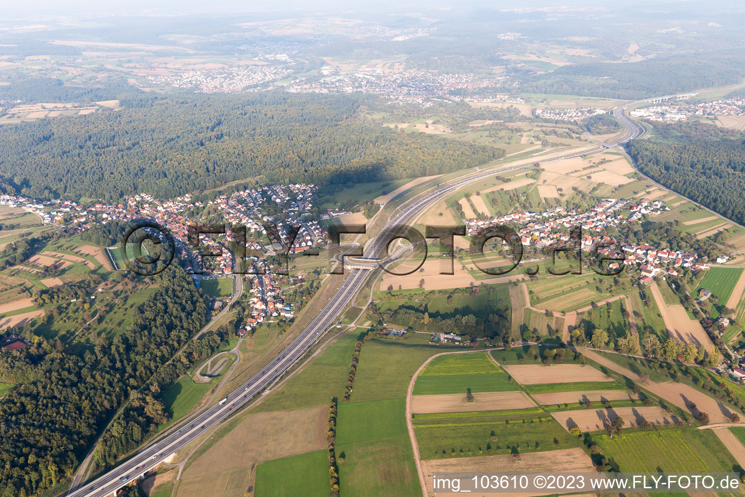 Vue aérienne de Quartier Untermutschelbach in Karlsbad dans le département Bade-Wurtemberg, Allemagne