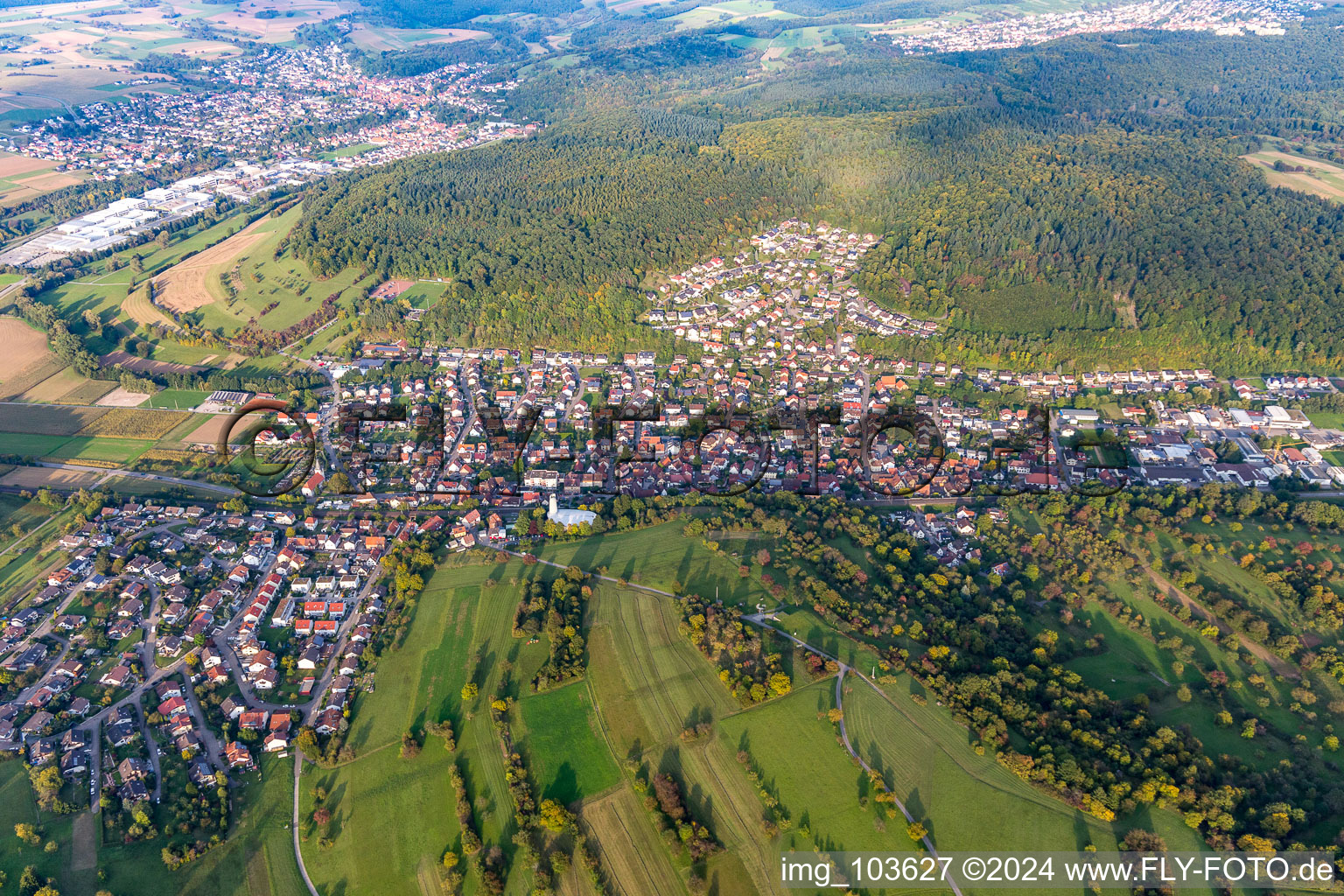 Vue oblique de Quartier Bilfingen in Kämpfelbach dans le département Bade-Wurtemberg, Allemagne