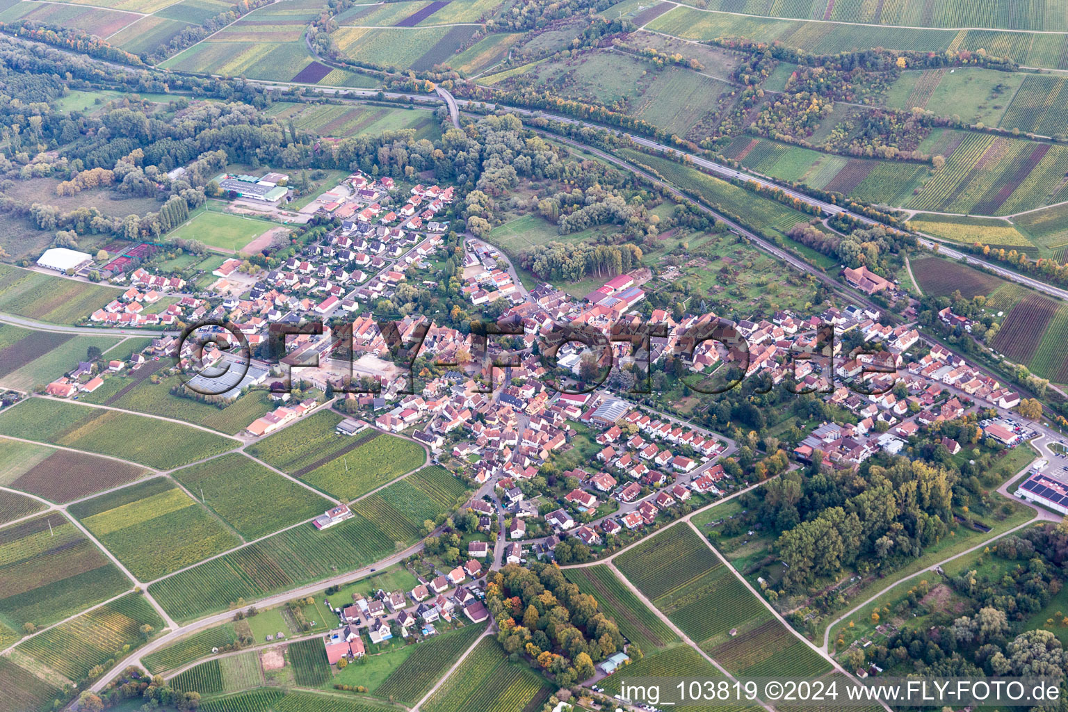 Siebeldingen dans le département Rhénanie-Palatinat, Allemagne depuis l'avion