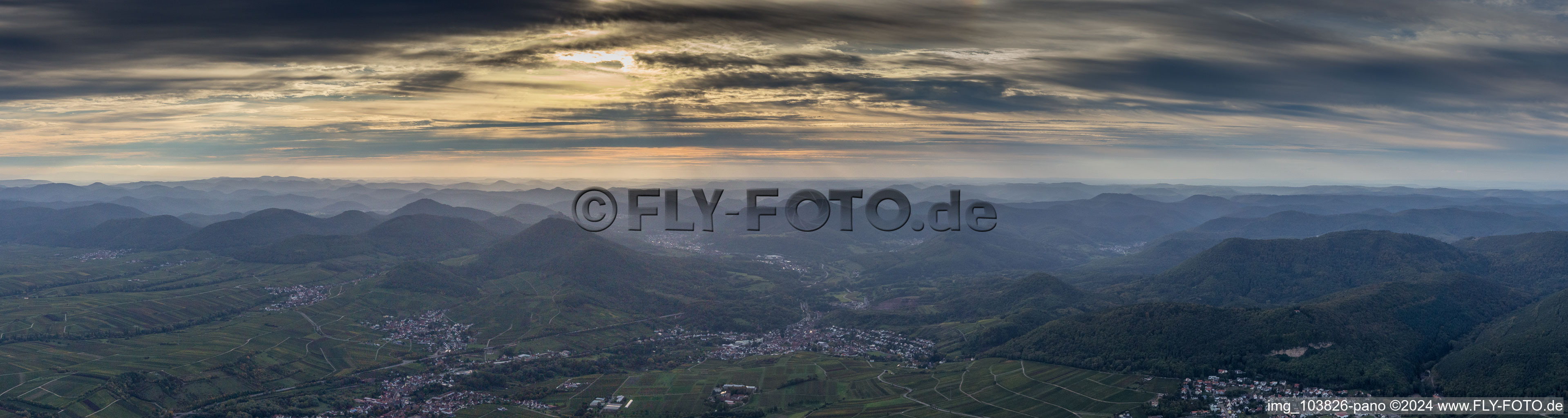 Vue aérienne de Panorama à Albersweiler dans le département Rhénanie-Palatinat, Allemagne