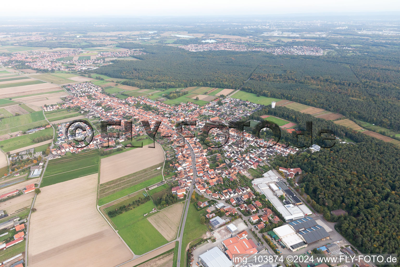 Vue aérienne de Hatzenbühl dans le département Rhénanie-Palatinat, Allemagne