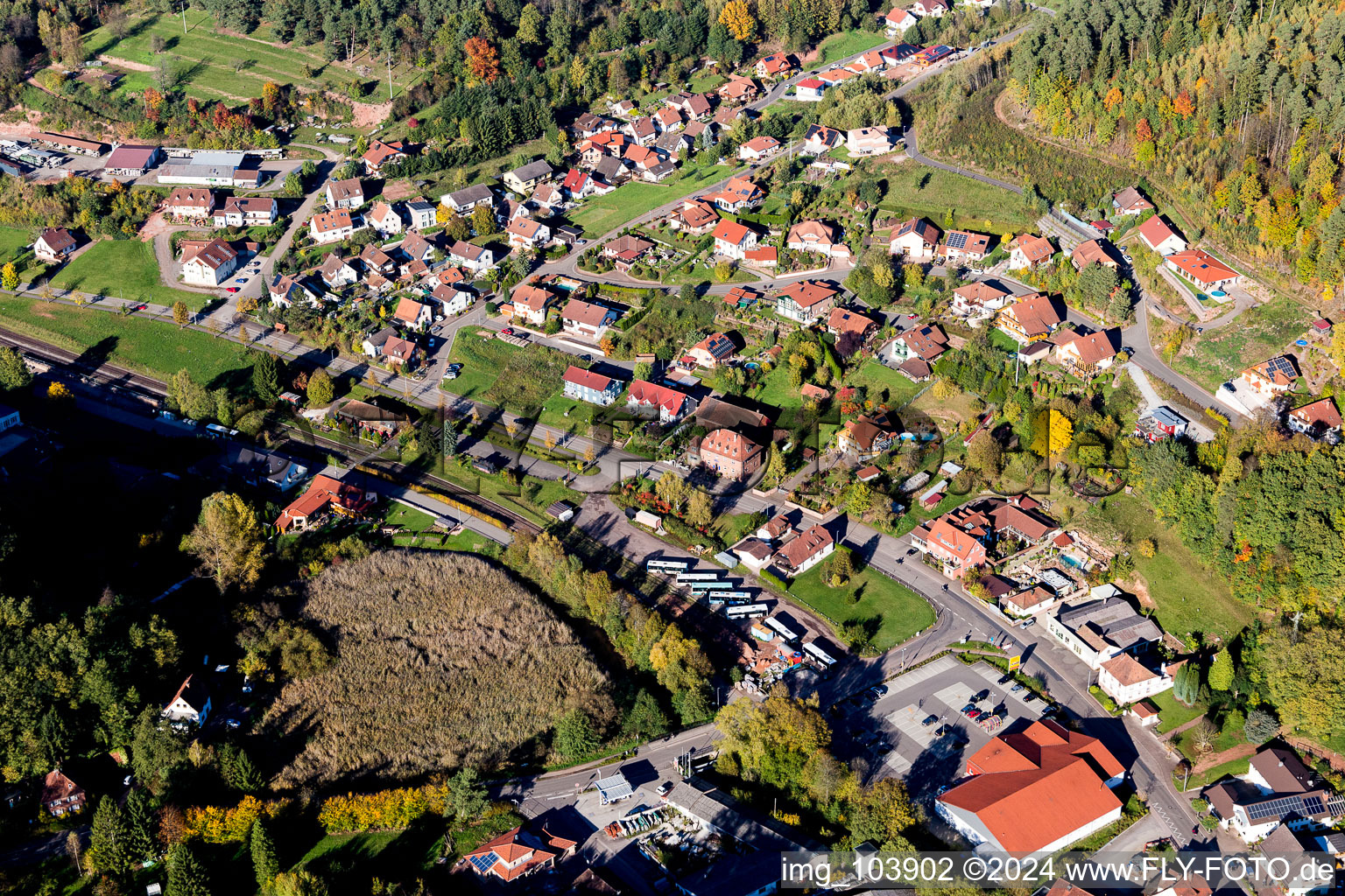 Bundenthal dans le département Rhénanie-Palatinat, Allemagne depuis l'avion