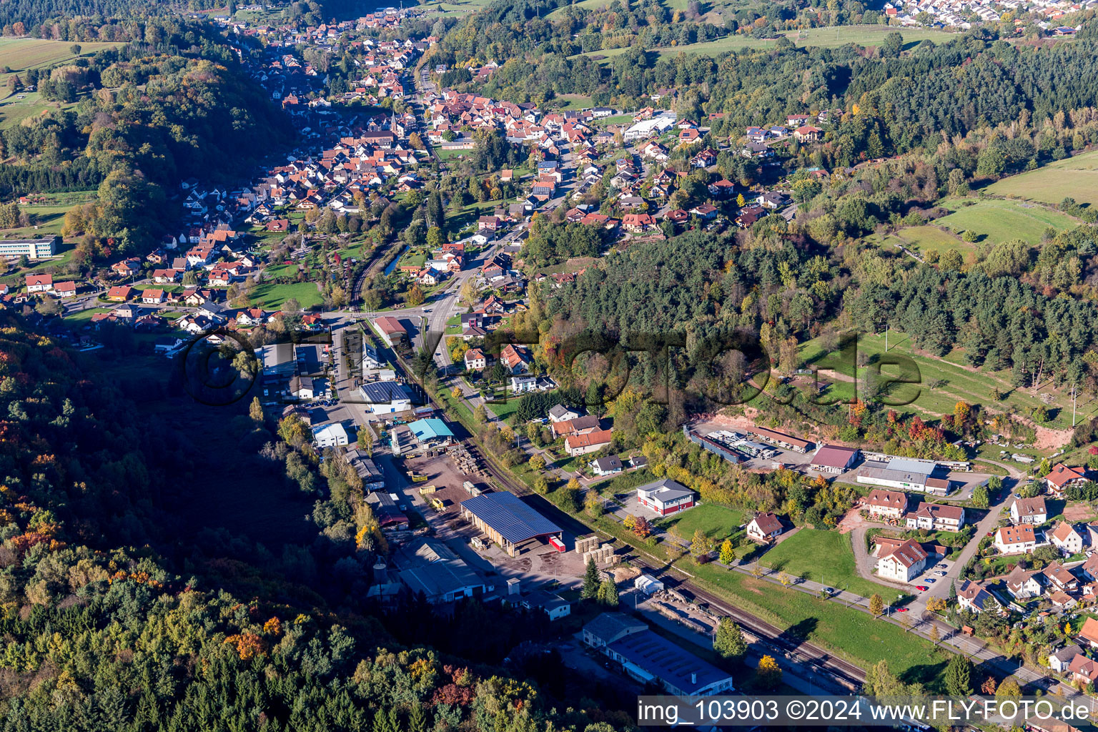 Vue d'oiseau de Bundenthal dans le département Rhénanie-Palatinat, Allemagne