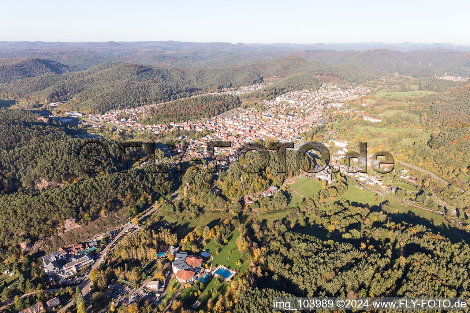 Vue oblique de Dahn dans le département Rhénanie-Palatinat, Allemagne