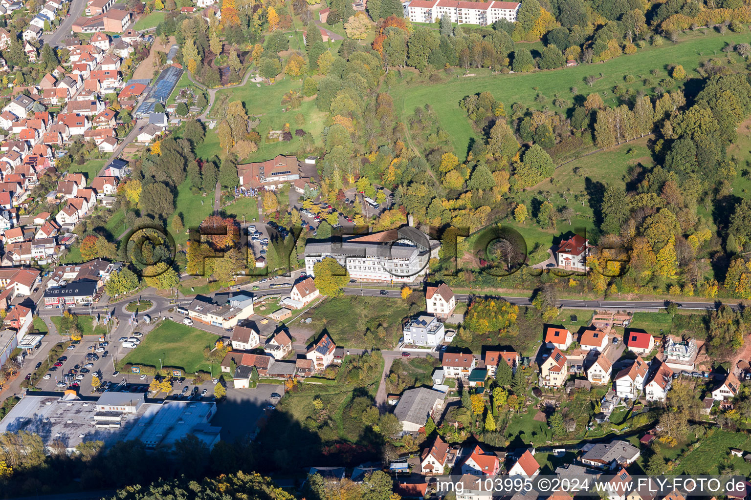 Dahn dans le département Rhénanie-Palatinat, Allemagne depuis l'avion