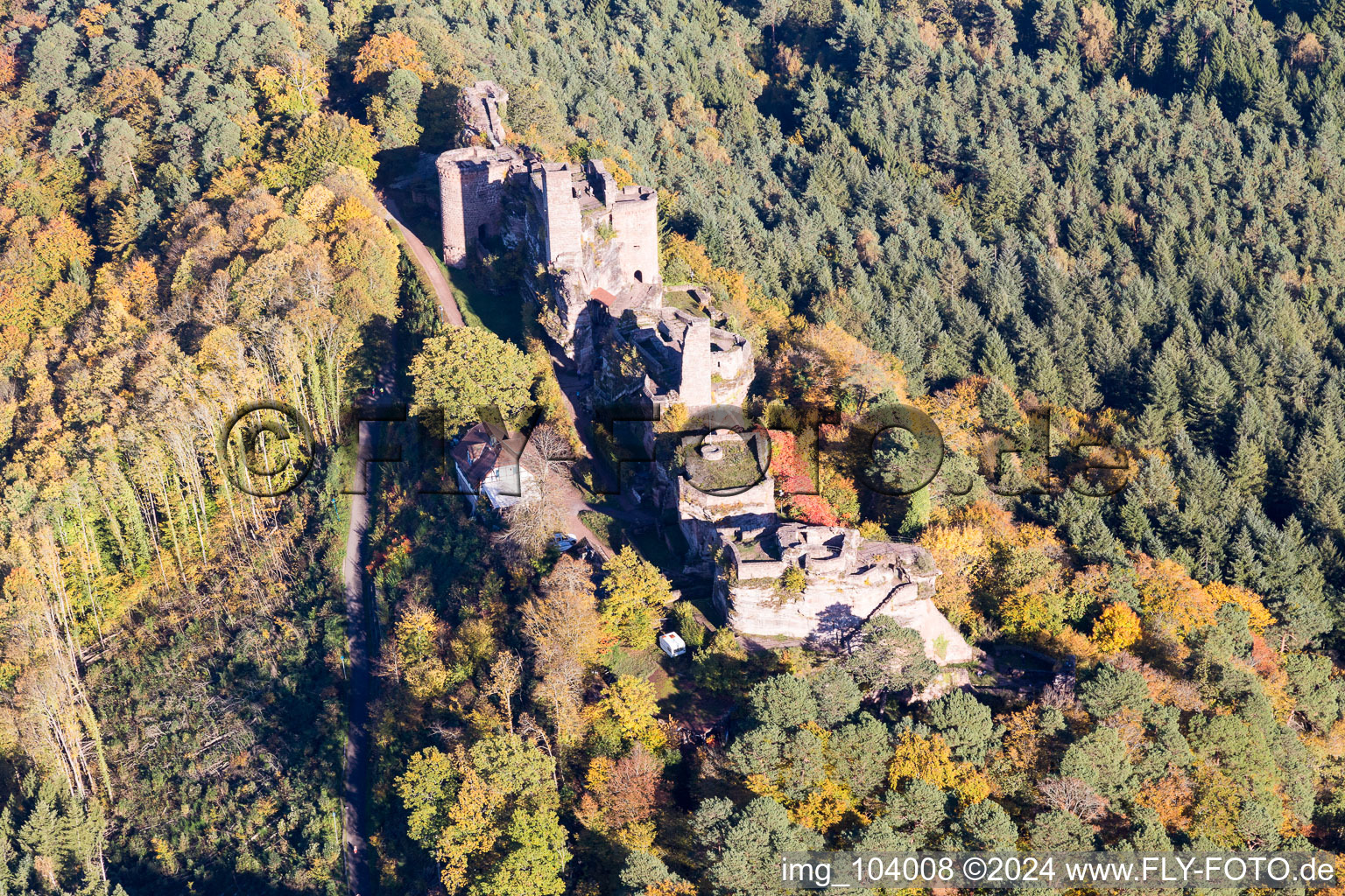 Vue oblique de Dahn dans le département Rhénanie-Palatinat, Allemagne