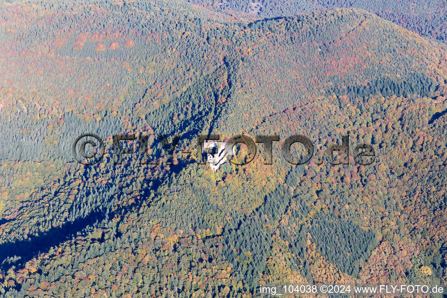 Vue aérienne de Château de Meistersel à Ramberg dans le département Rhénanie-Palatinat, Allemagne