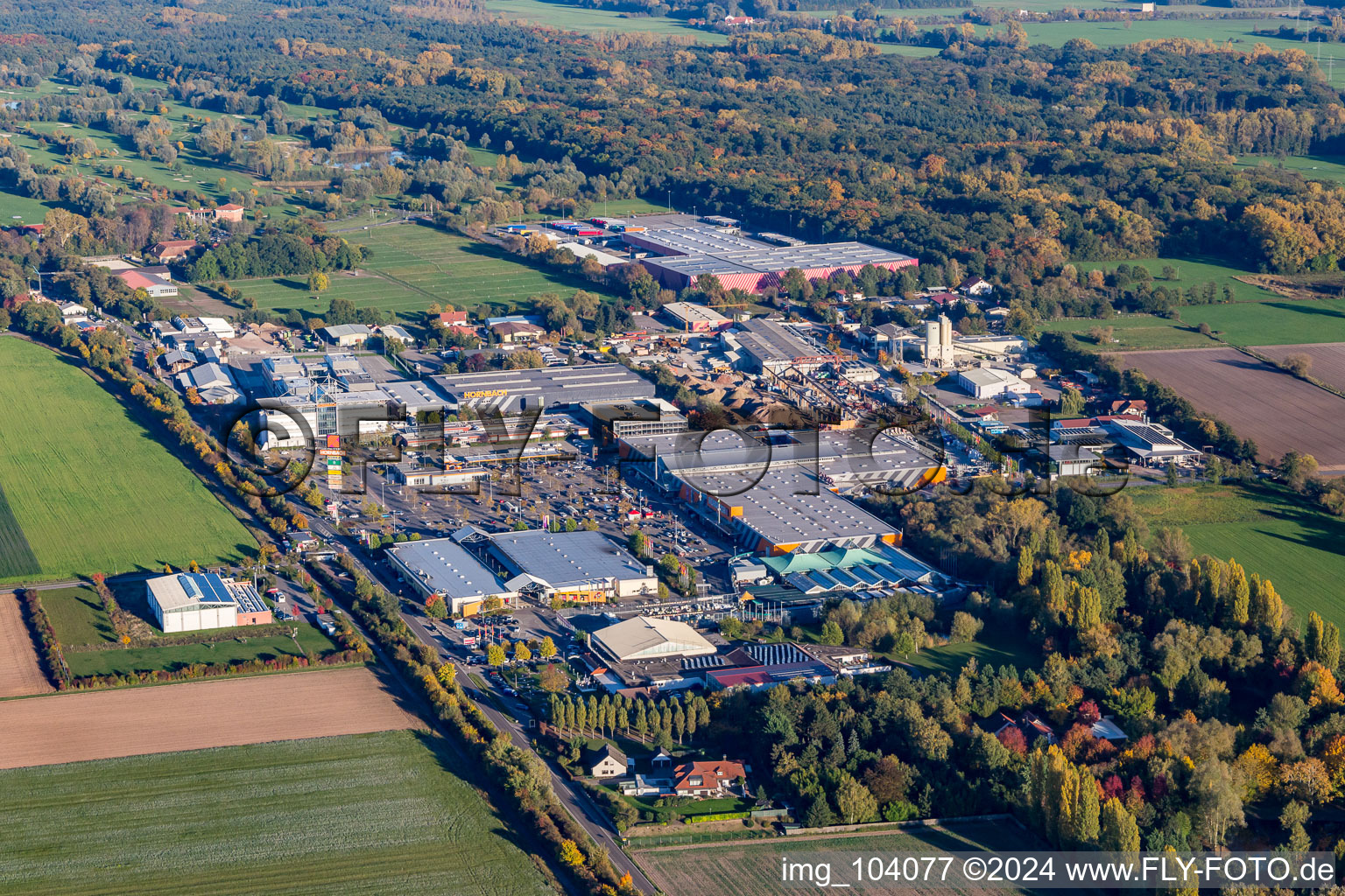 Vue aérienne de Zone industrielle avec Horbach du nord-ouest à Bornheim dans le département Rhénanie-Palatinat, Allemagne