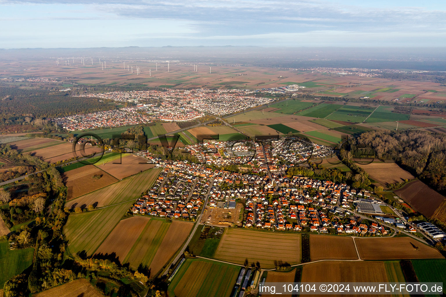 Vue aérienne de Avant Rülzheim à Kuhardt dans le département Rhénanie-Palatinat, Allemagne