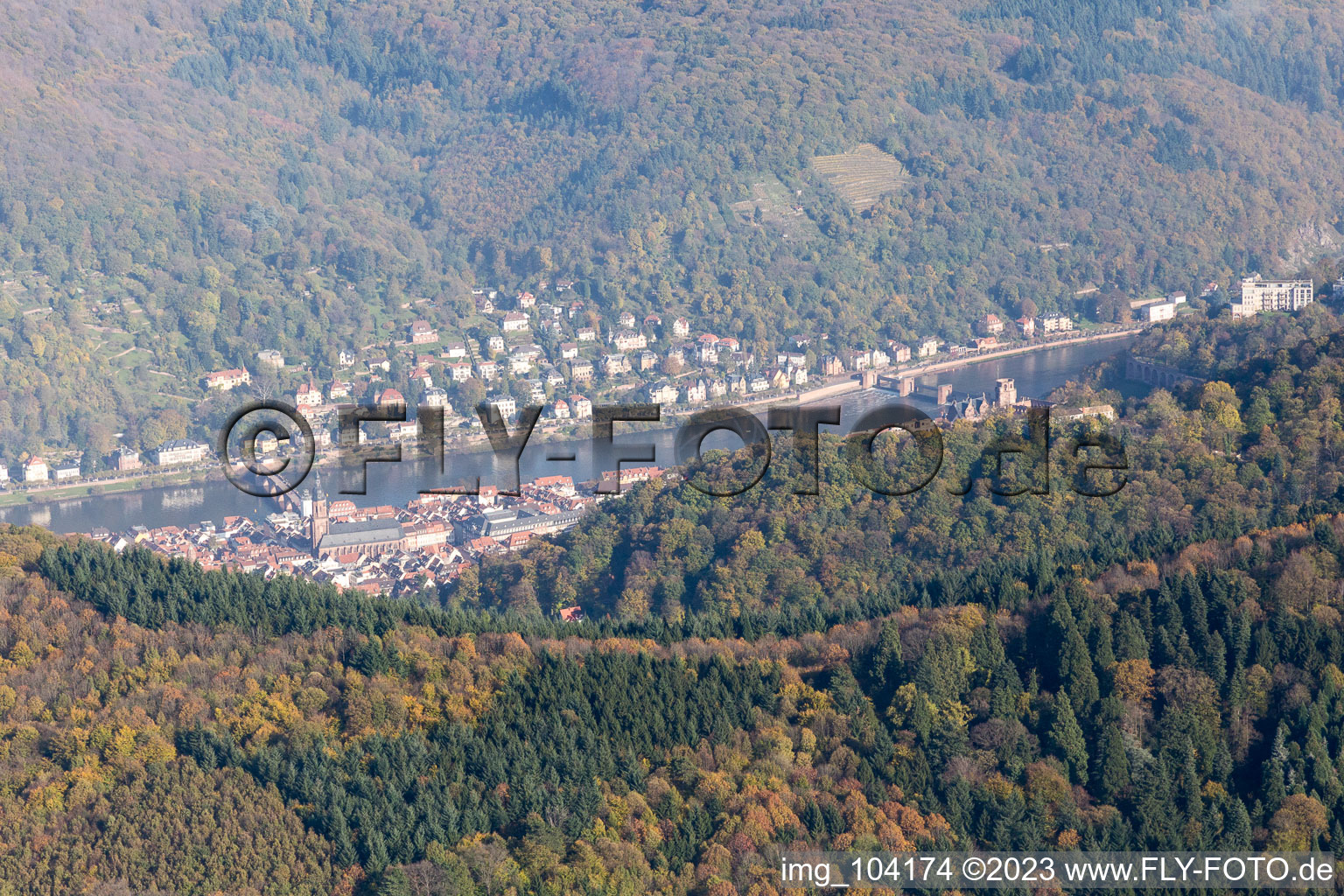 Photographie aérienne de Vallée du Neckar à le quartier Kernaltstadt in Heidelberg dans le département Bade-Wurtemberg, Allemagne