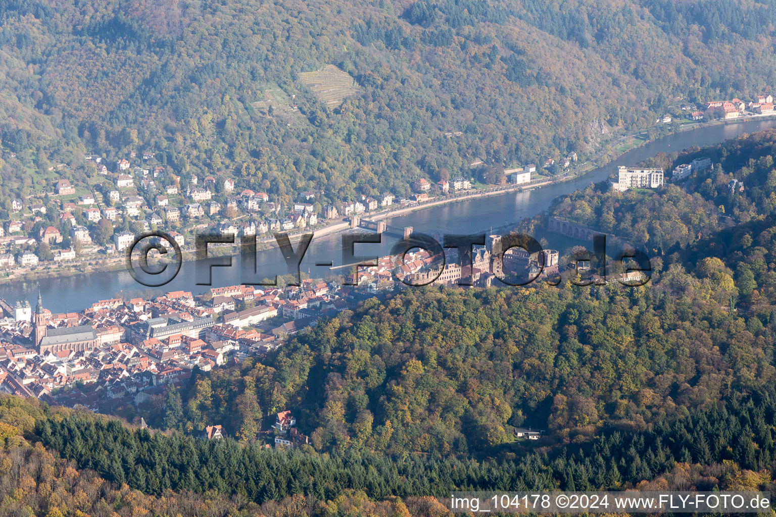 Vue aérienne de Vallée du Neckar à le quartier Kernaltstadt in Heidelberg dans le département Bade-Wurtemberg, Allemagne