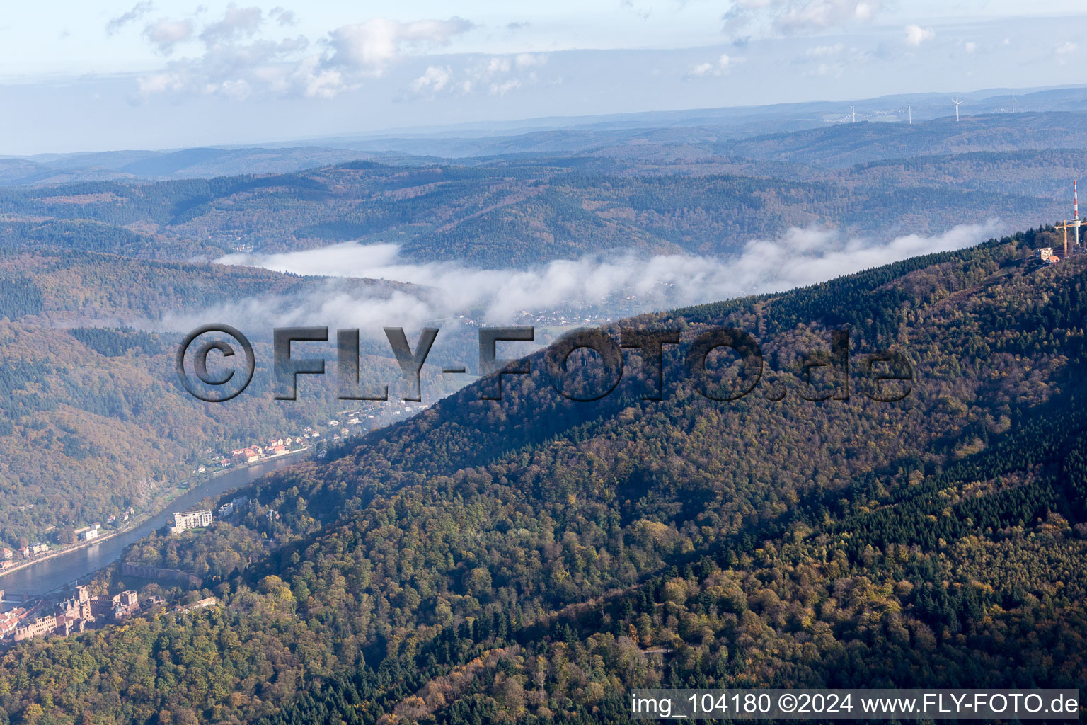 Vue oblique de Vallée du Neckar à le quartier Kernaltstadt in Heidelberg dans le département Bade-Wurtemberg, Allemagne