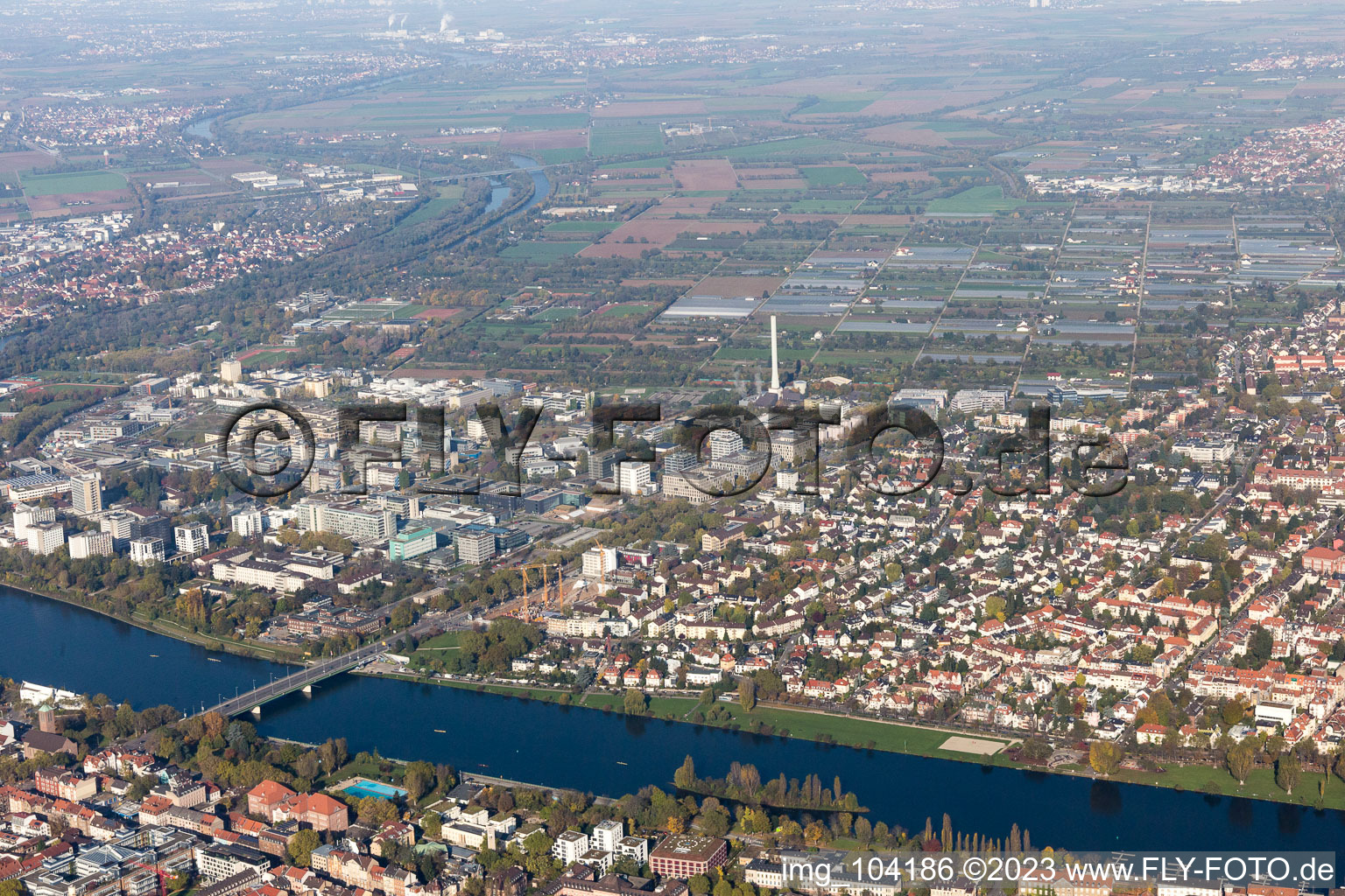 Vue aérienne de Neueneimer Feld, Université à le quartier Neuenheim in Heidelberg dans le département Bade-Wurtemberg, Allemagne