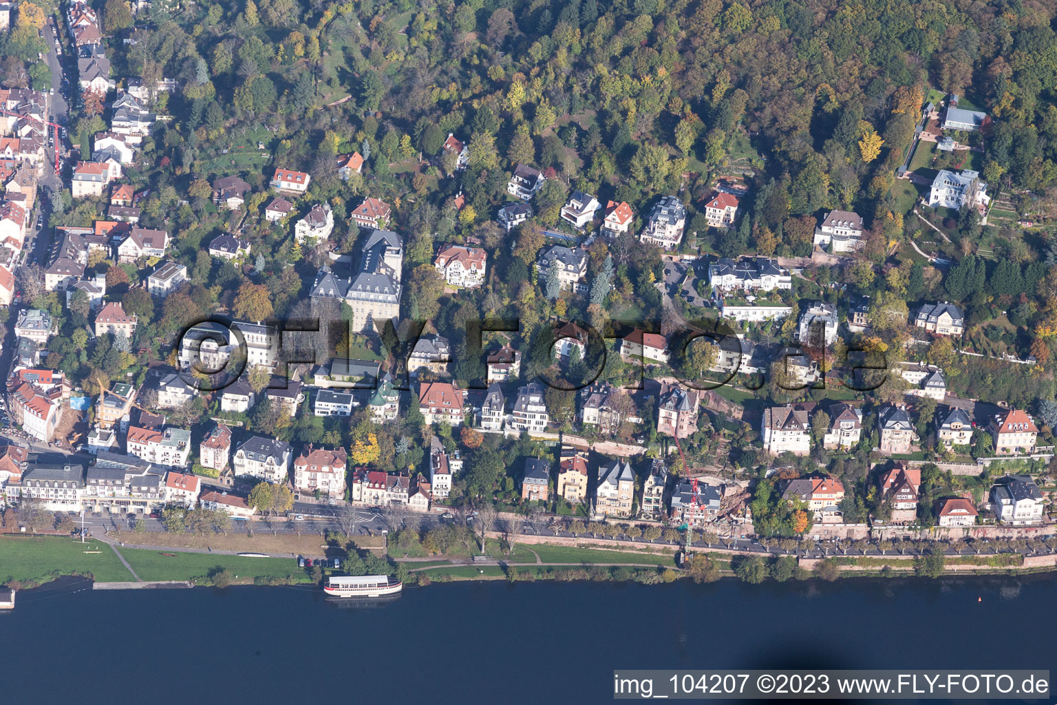 Vue aérienne de Le chemin du philosophe à le quartier Neuenheim in Heidelberg dans le département Bade-Wurtemberg, Allemagne