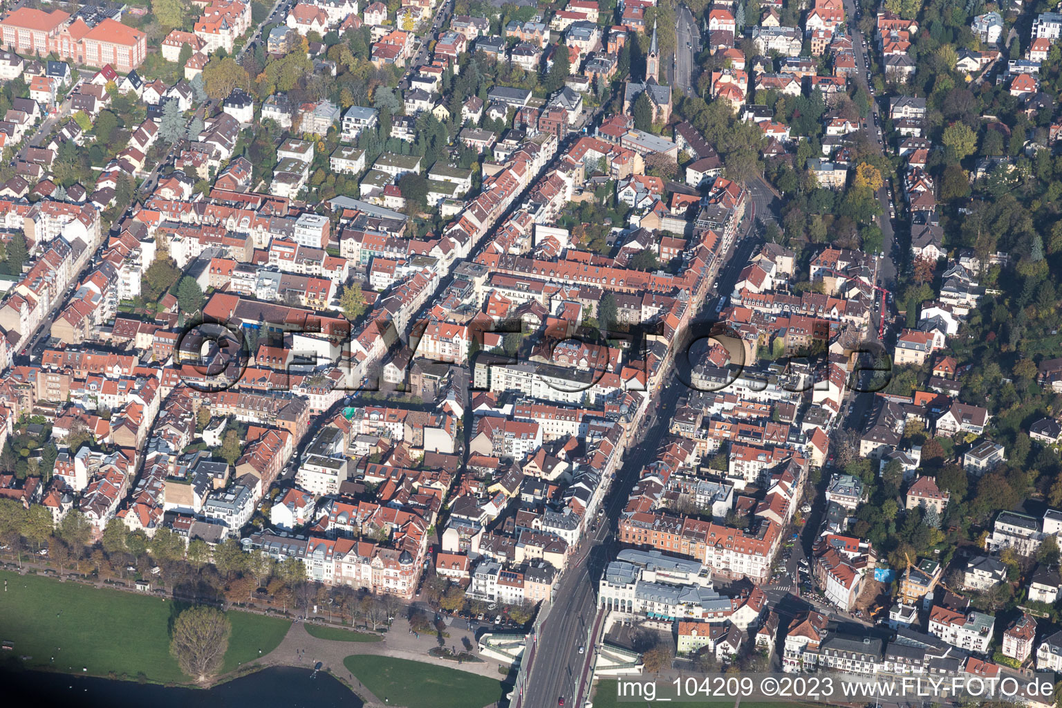 Vue aérienne de Lutherstr à le quartier Neuenheim in Heidelberg dans le département Bade-Wurtemberg, Allemagne