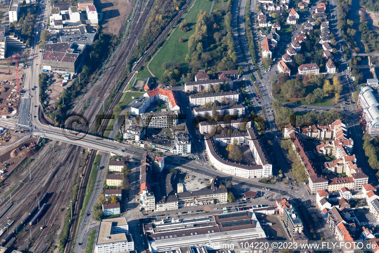 Vue aérienne de Czernyring, Gneisenaustr à le quartier Weststadt in Heidelberg dans le département Bade-Wurtemberg, Allemagne