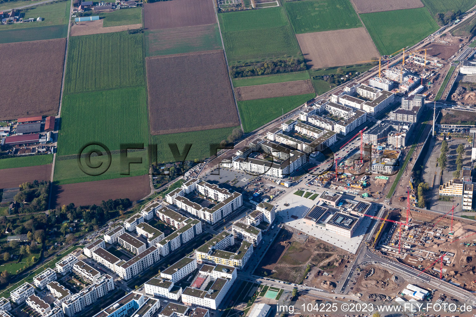 Quartier Bahnstadt in Heidelberg dans le département Bade-Wurtemberg, Allemagne depuis l'avion