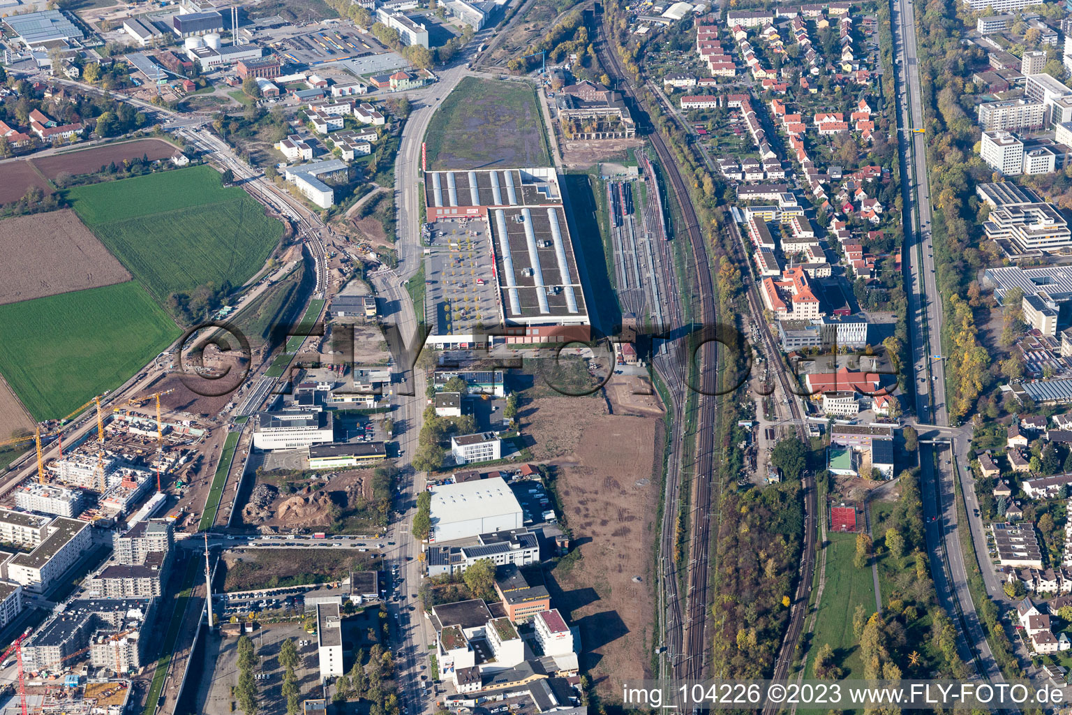 Vue d'oiseau de Quartier Bahnstadt in Heidelberg dans le département Bade-Wurtemberg, Allemagne