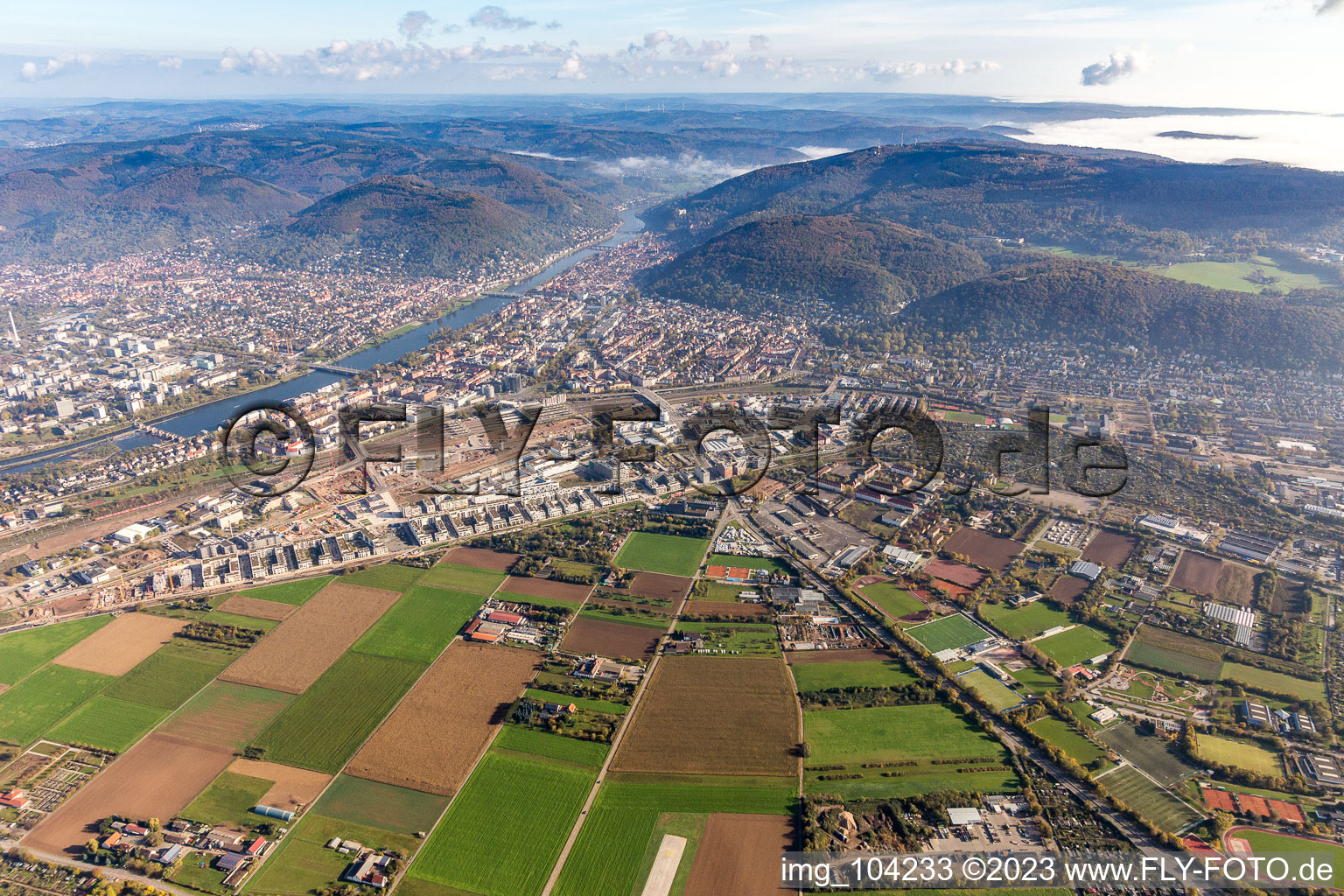 Quartier Bahnstadt in Heidelberg dans le département Bade-Wurtemberg, Allemagne vue du ciel