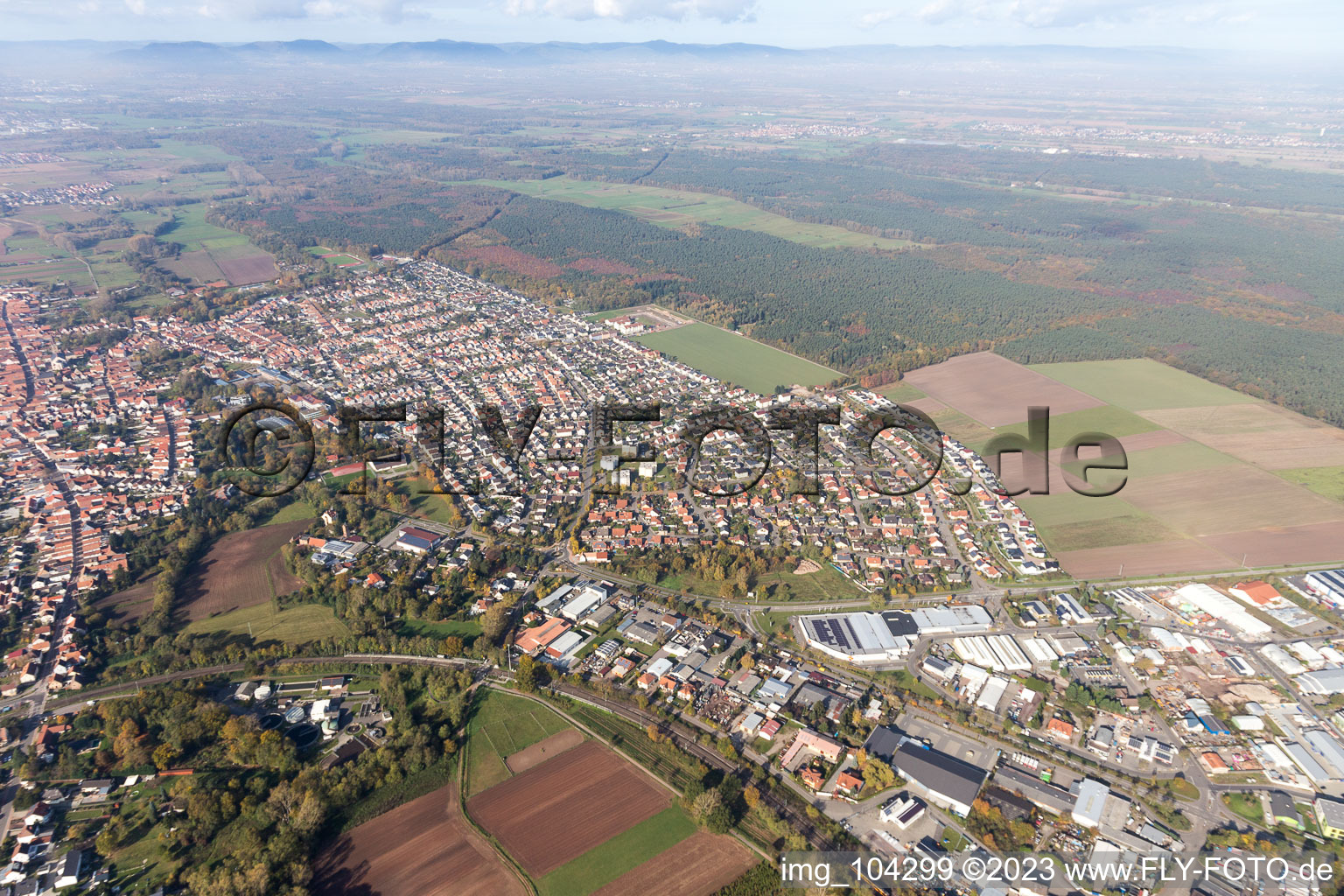 Bellheim dans le département Rhénanie-Palatinat, Allemagne d'en haut