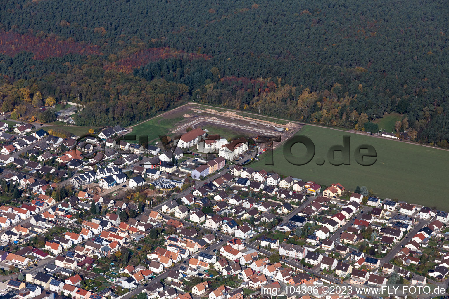 Enregistrement par drone de Bellheim dans le département Rhénanie-Palatinat, Allemagne