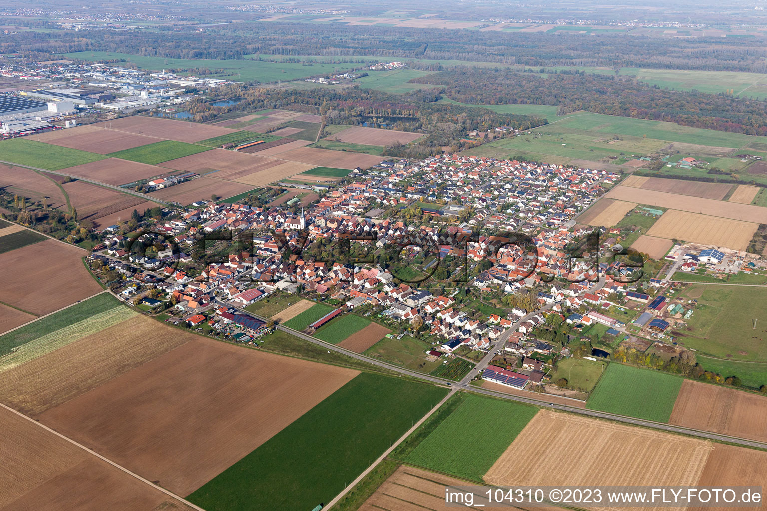 Ottersheim bei Landau dans le département Rhénanie-Palatinat, Allemagne vue du ciel